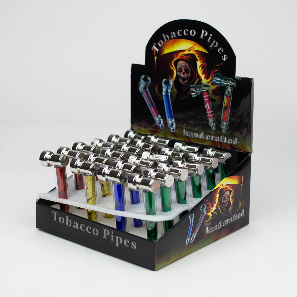 Metal Pipe Sparkle with leaf Design Box of 24 [HX255F-1]