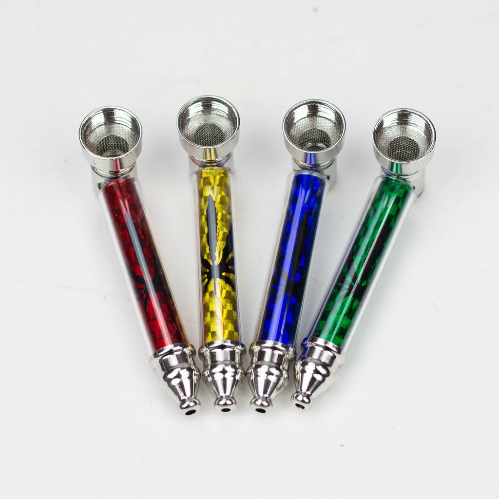 Metal Pipe Sparkle with leaf Design Box of 24 [HX255F-1]