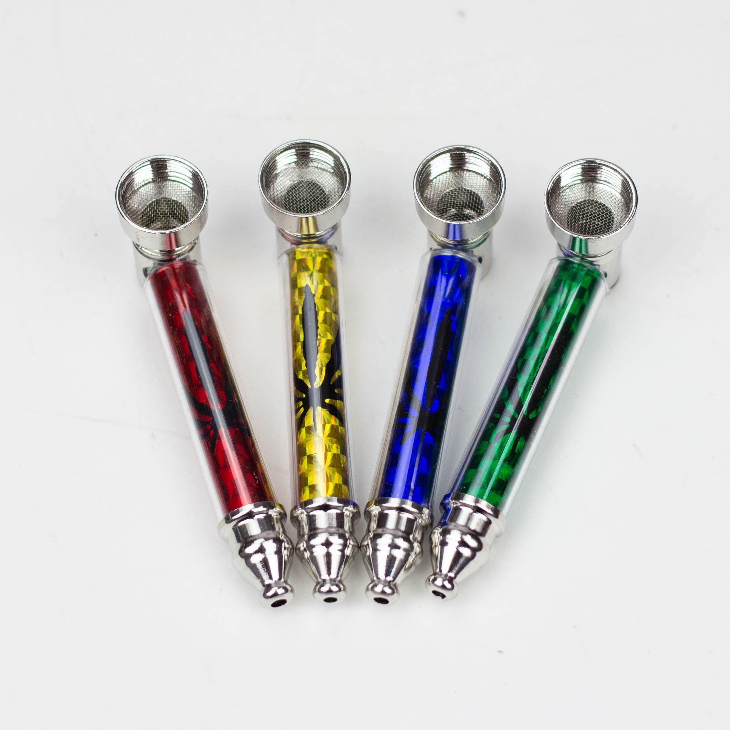 Metal Pipe Sparkle with leaf Design Box of 24 [HX255F-1]