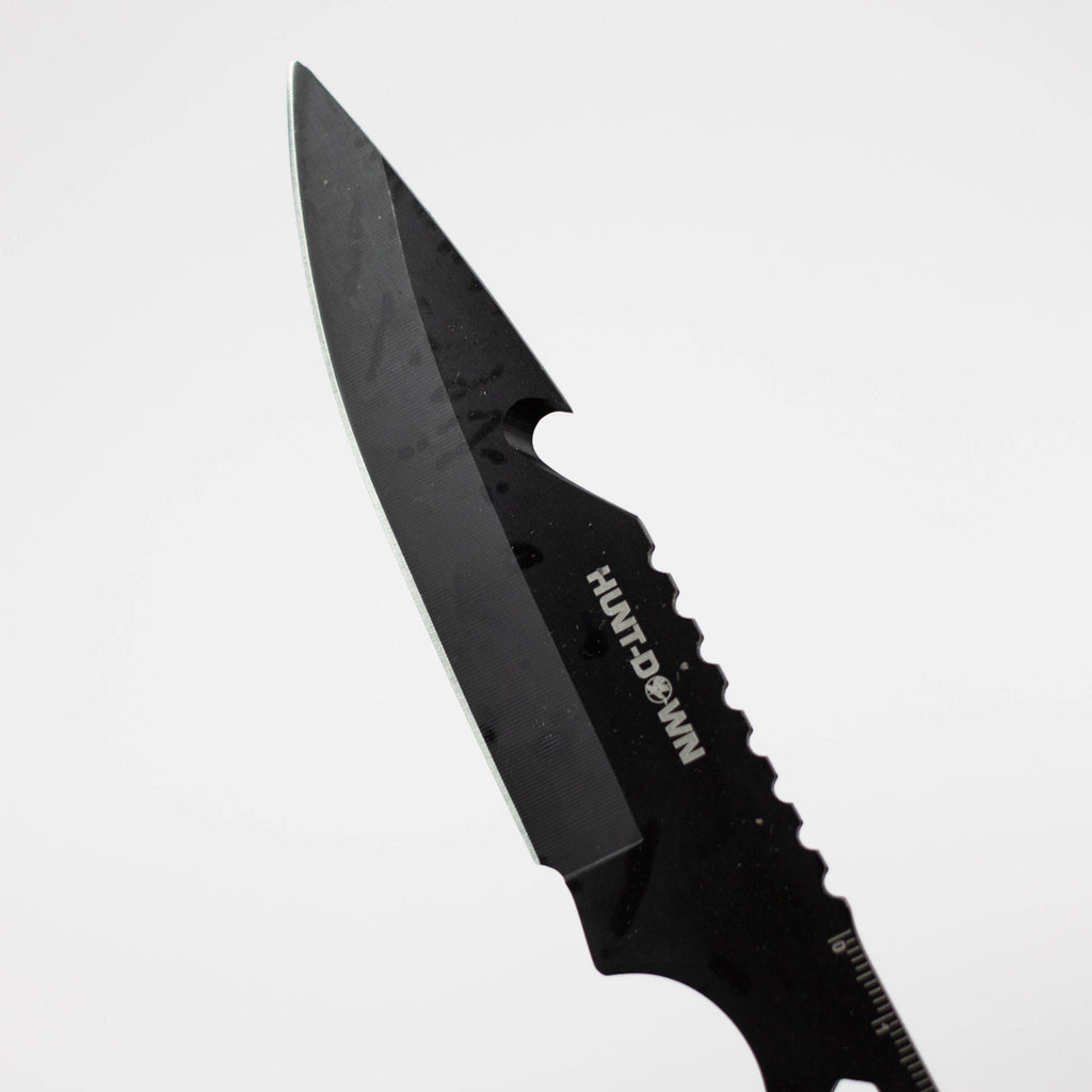 8" Three Piece  Hunt Down Black Throwing Knife Set With Fish Hook  [9569]