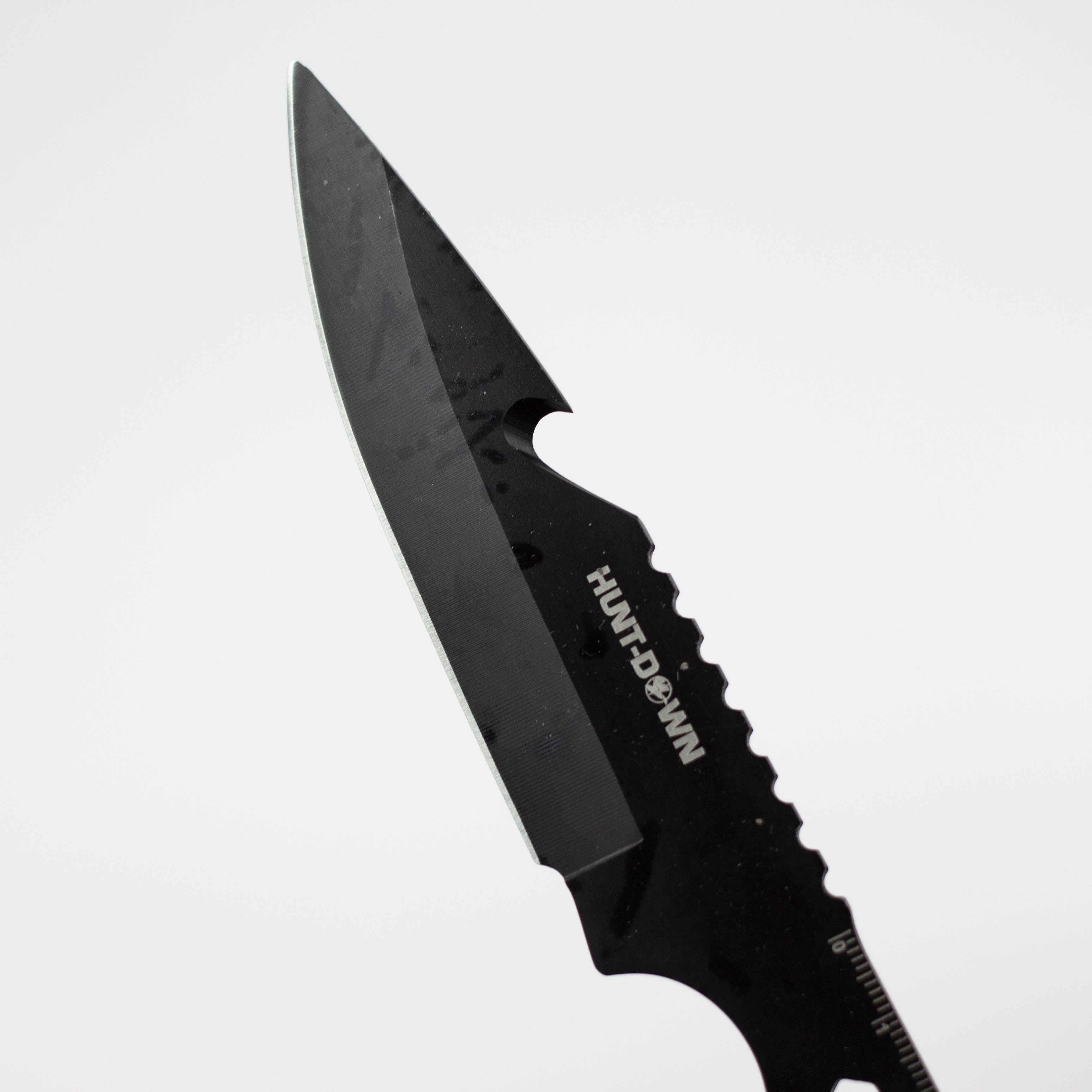 8" Three Piece  Hunt Down Black Throwing Knife Set With Fish Hook  [9569]