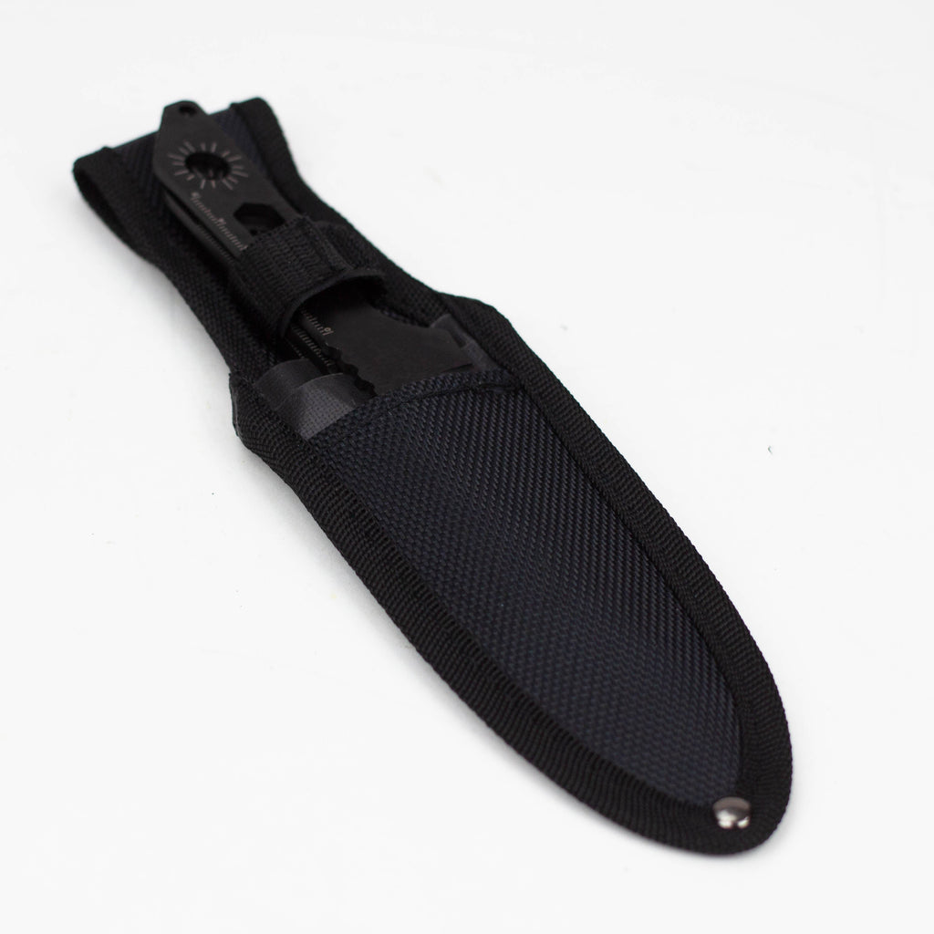8" Three Piece  Hunt Down Black Throwing Knife Set With Fish Hook  [9569]