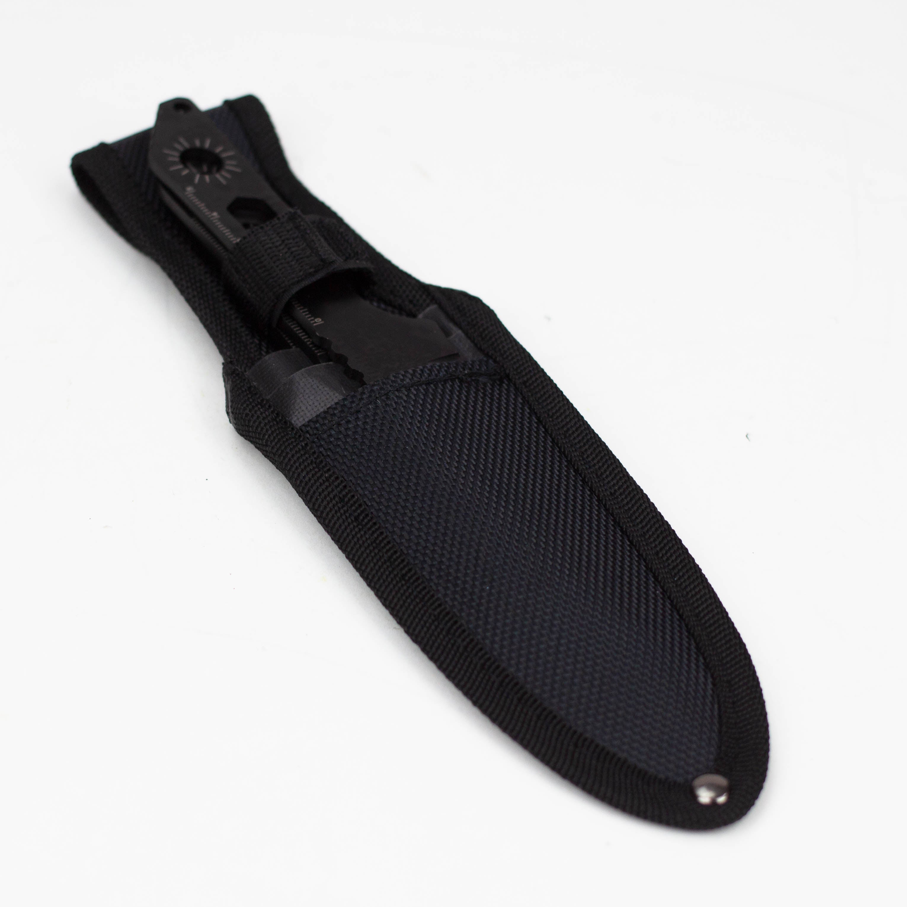 8" Three Piece  Hunt Down Black Throwing Knife Set With Fish Hook  [9569]