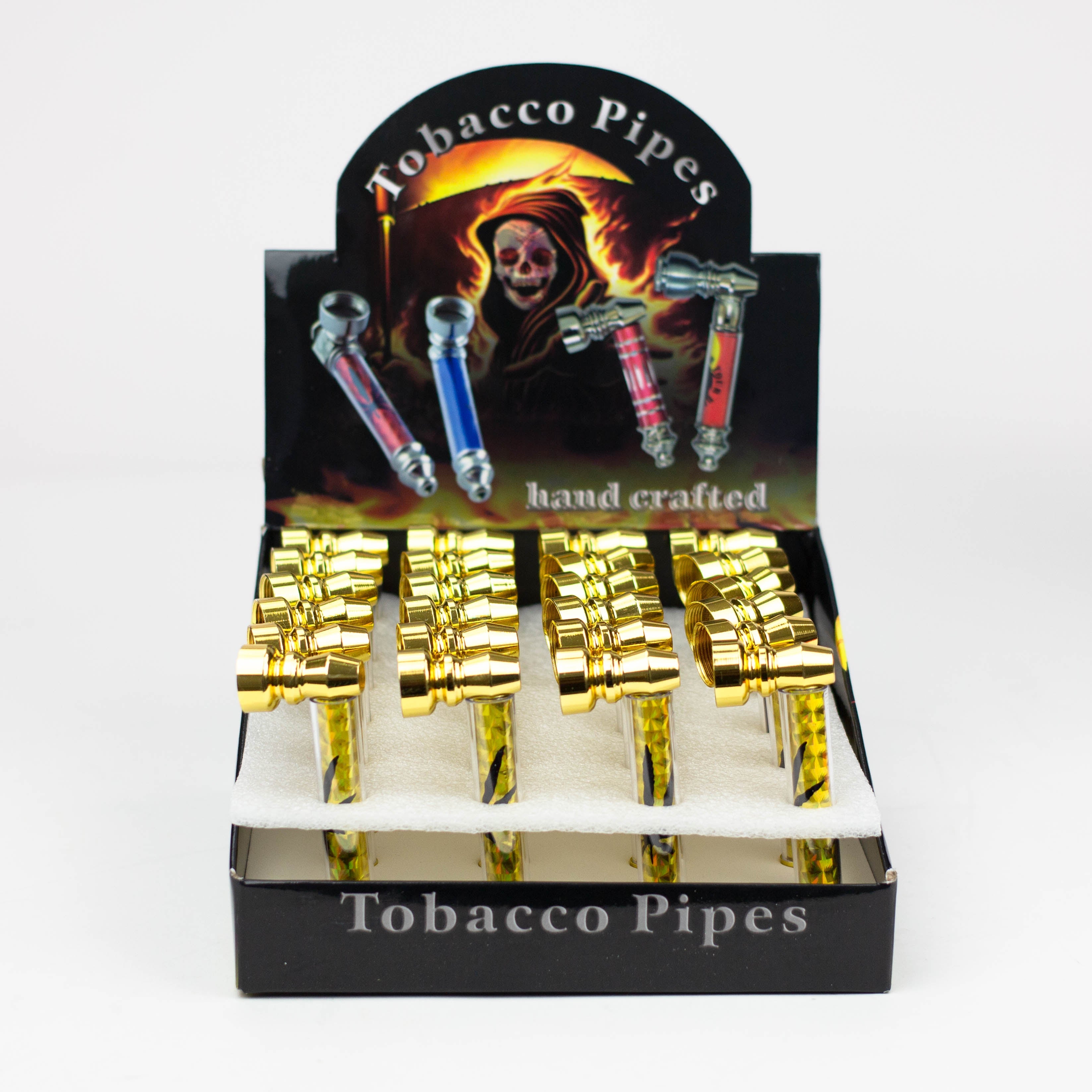 Metal Pipe Sparkle with Gold leaf Design Box of 24 [HX255K-1 Gold]