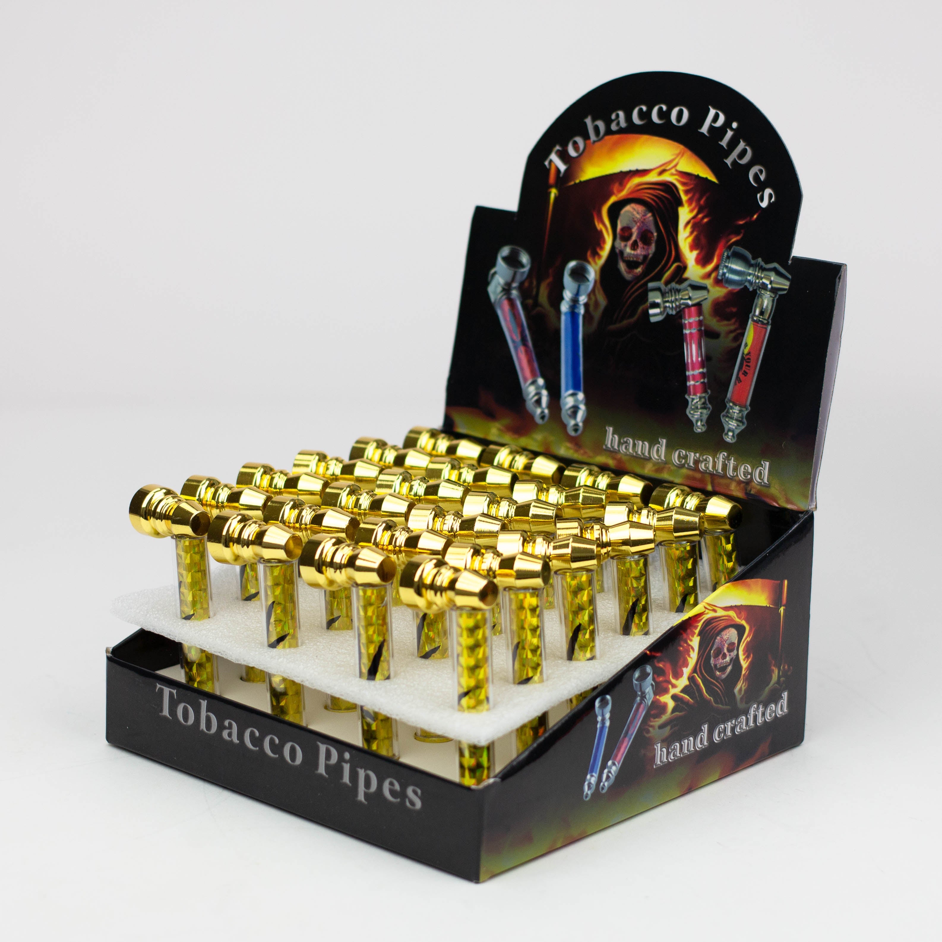 Metal Pipe Sparkle with Gold leaf Design Box of 24 [HX255K-1 Gold]