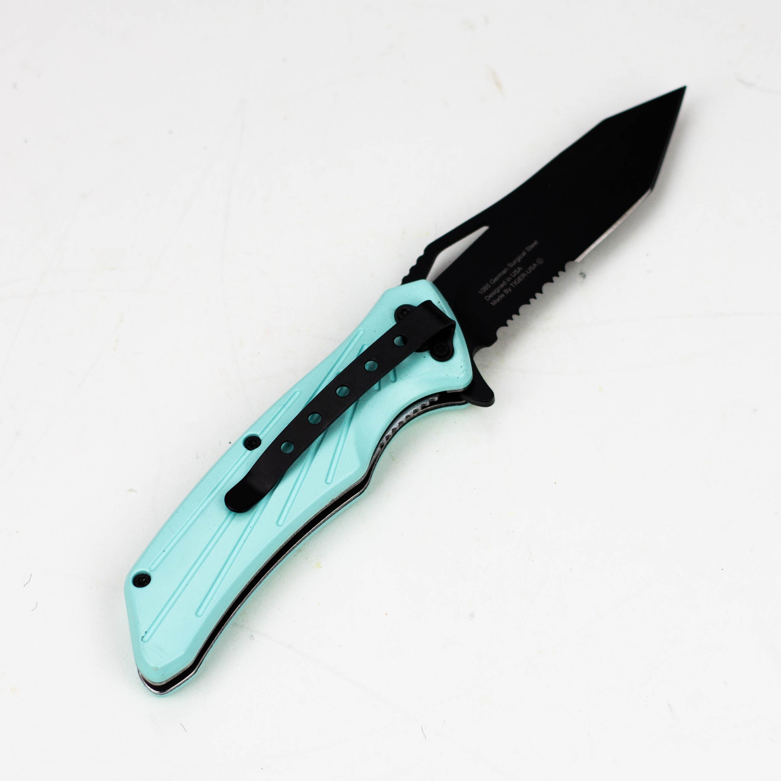 8″ Tiger USA Knife  Teal Tanto [SJ-402-TL]