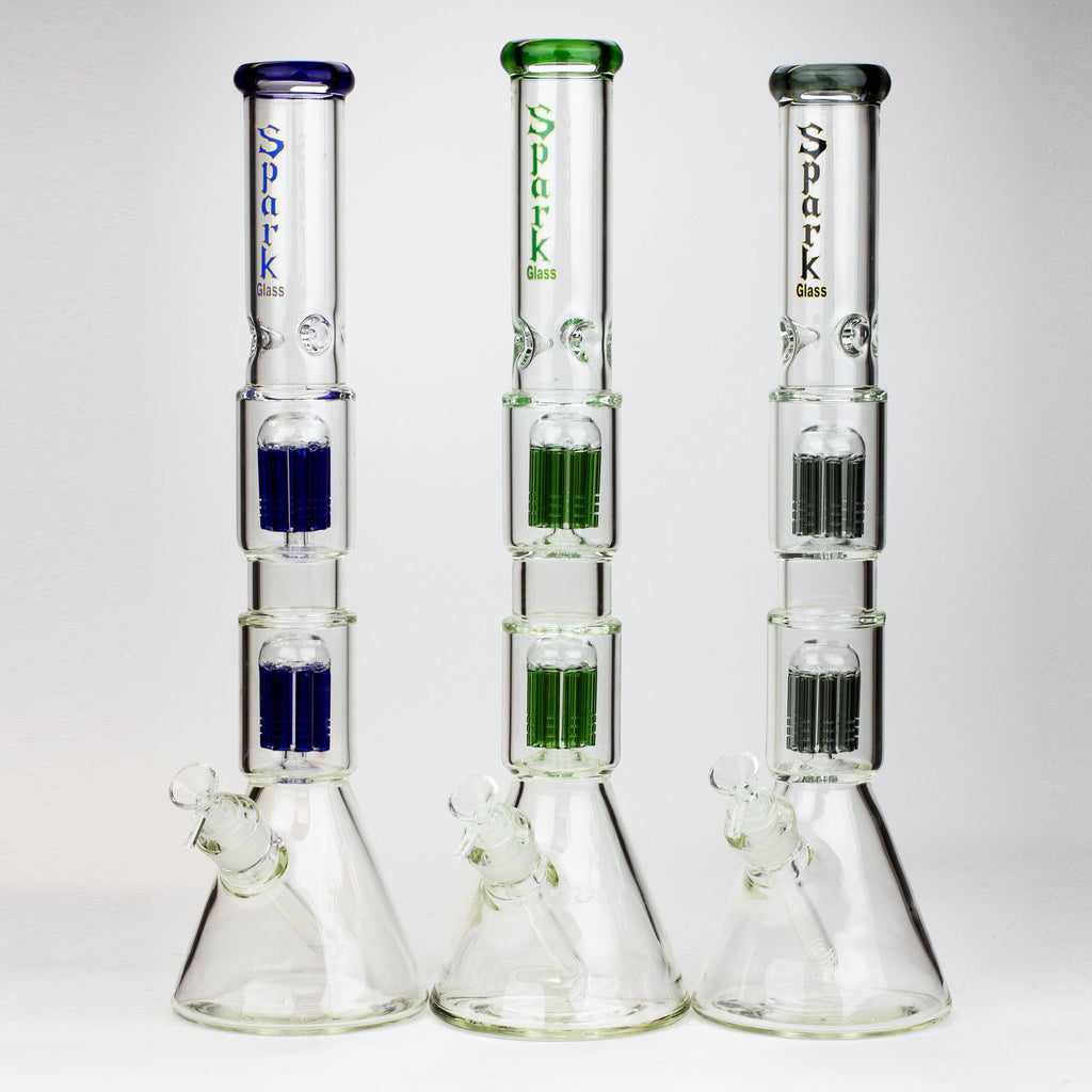 19" SPARK 7 mm double percolator glass water bong