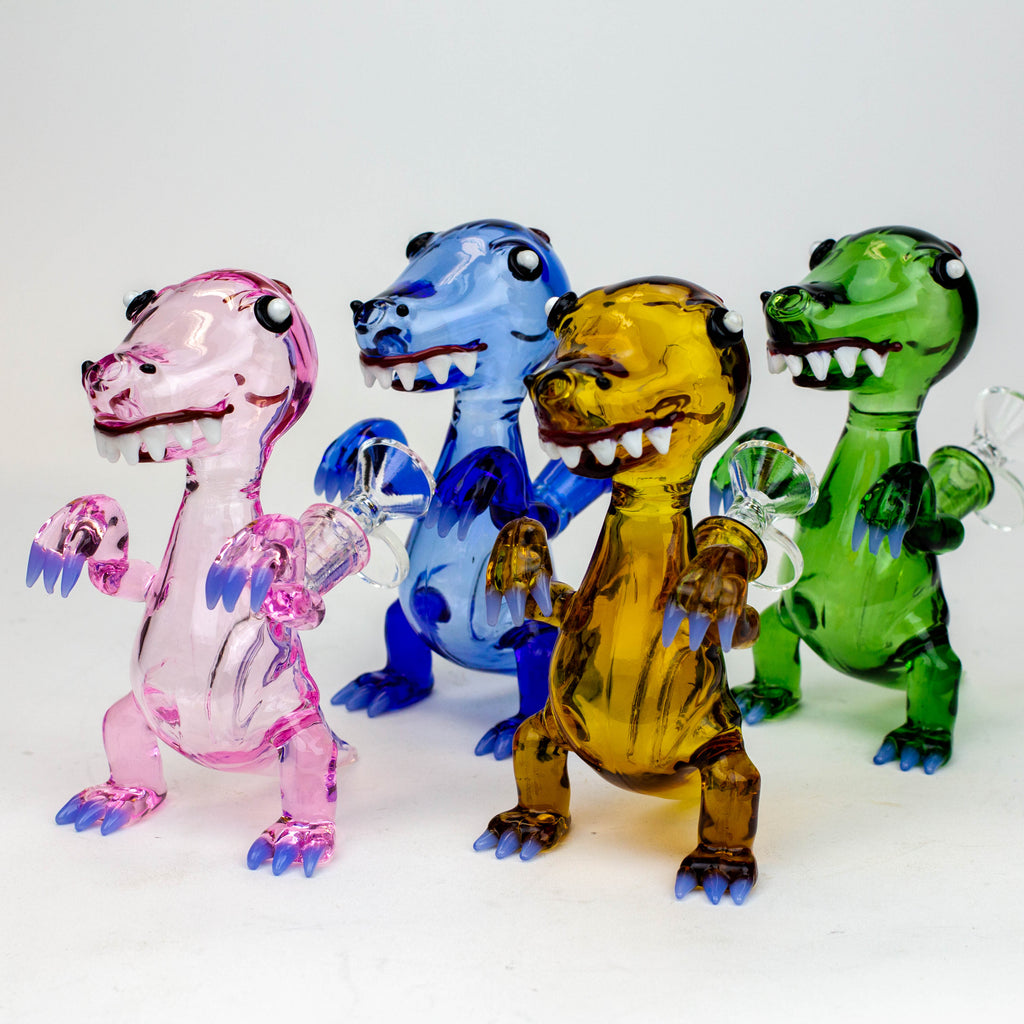 6" Dinosaur glass water bong