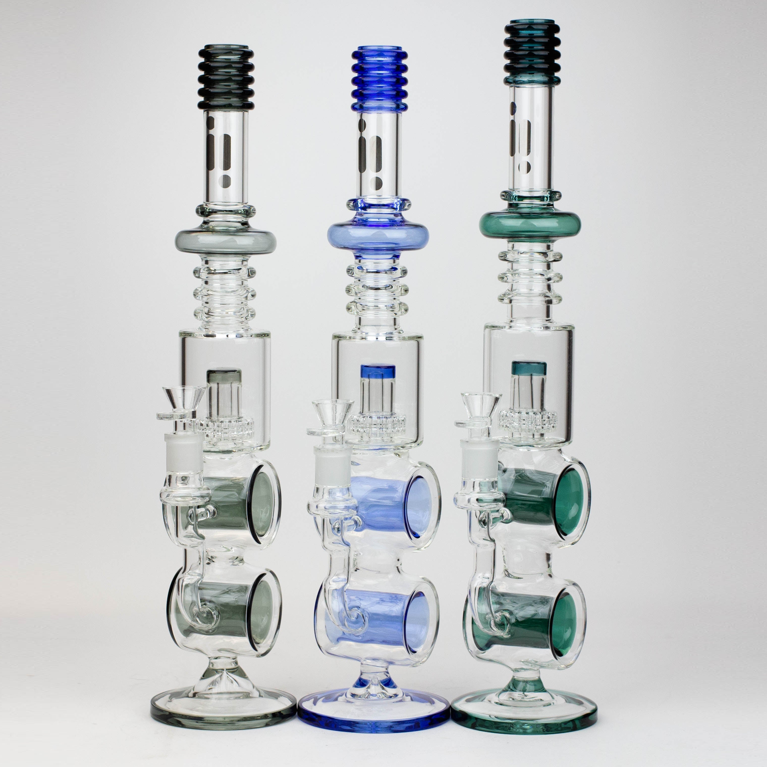 18.5" Infyniti Double ring glass water bong