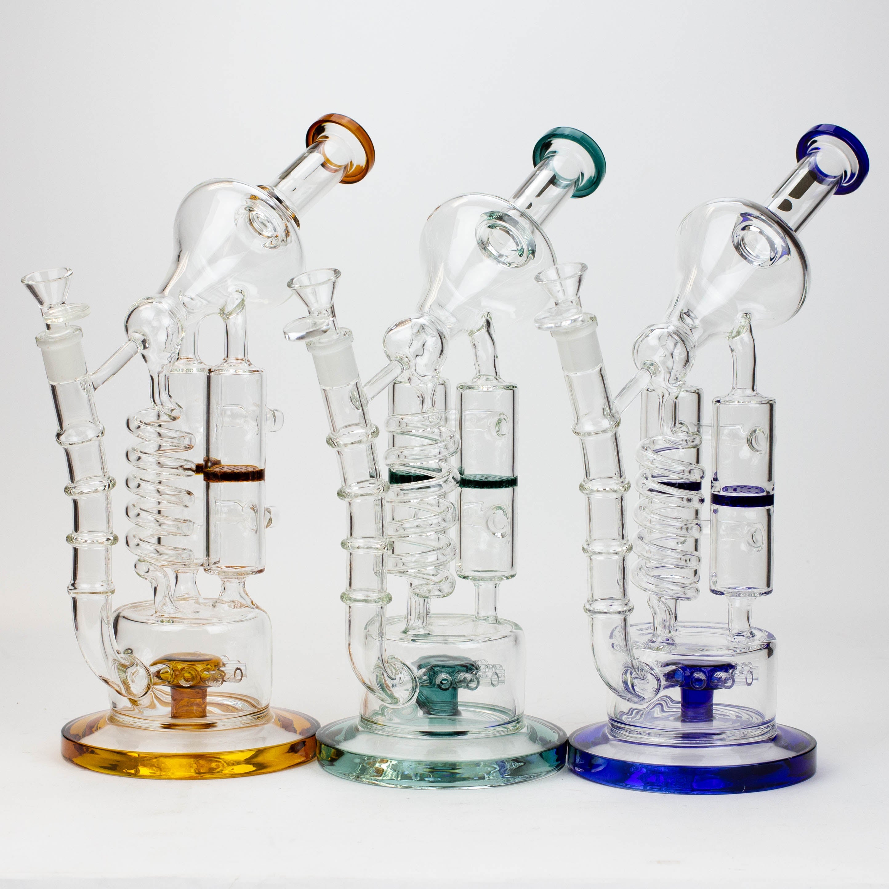13" Infyniti Coil, dual honeycome and flower diffuser glass recycler bong