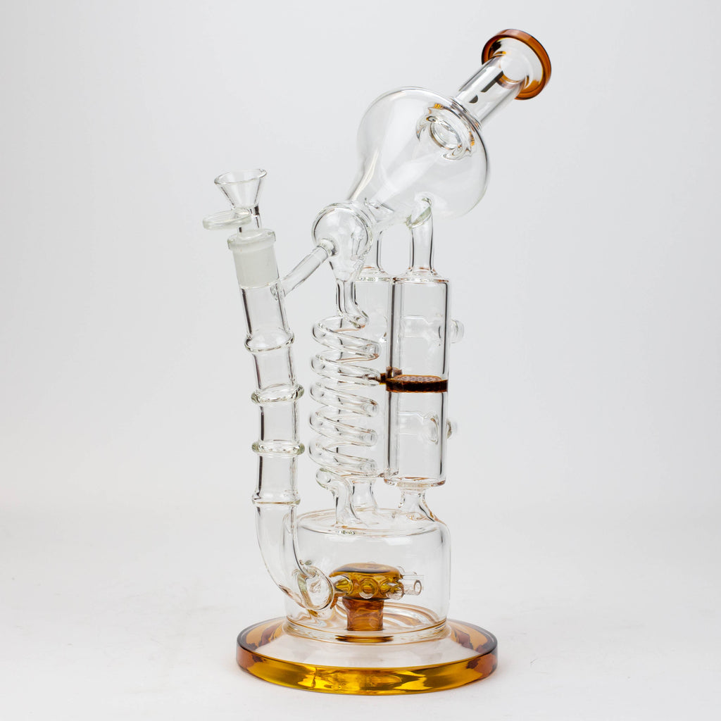 13" Infyniti Coil, dual honeycome and flower diffuser glass recycler bong