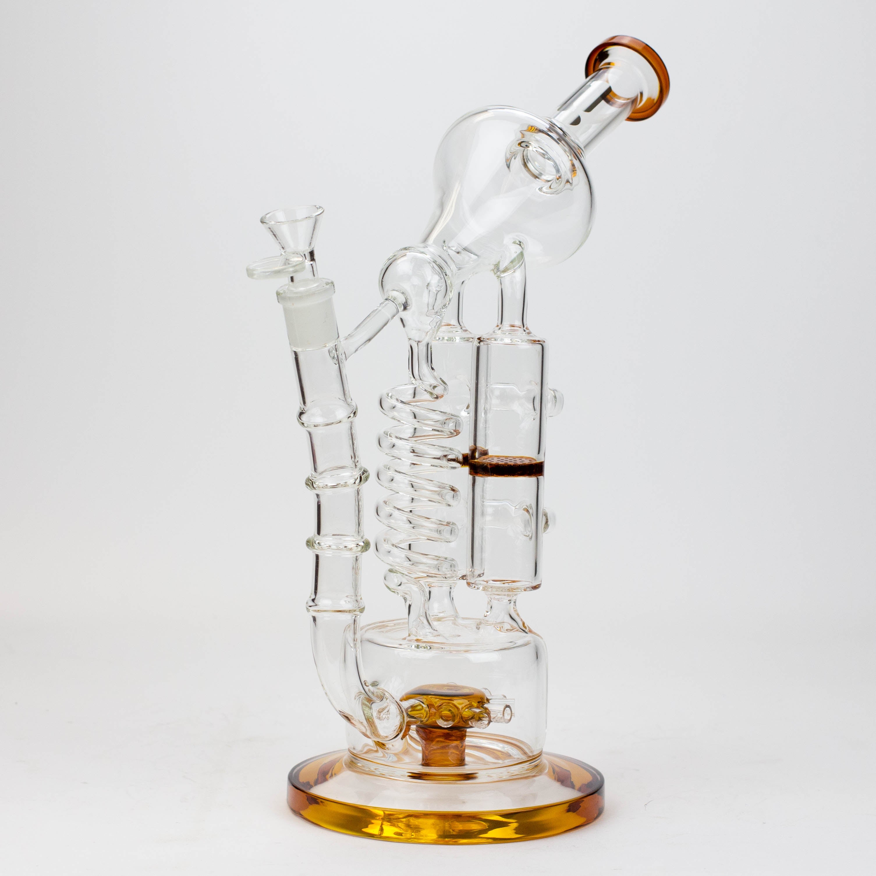 13" Infyniti Coil, dual honeycome and flower diffuser glass recycler bong