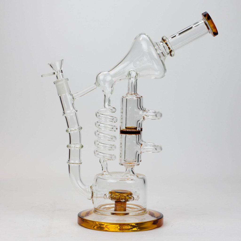 13" Infyniti Coil, dual honeycome and flower diffuser glass recycler bong