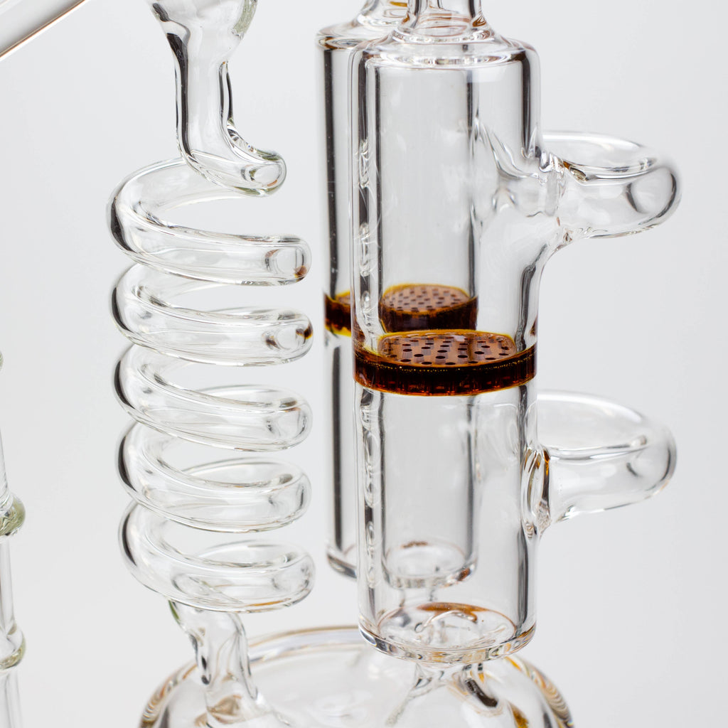 13" Infyniti Coil, dual honeycome and flower diffuser glass recycler bong