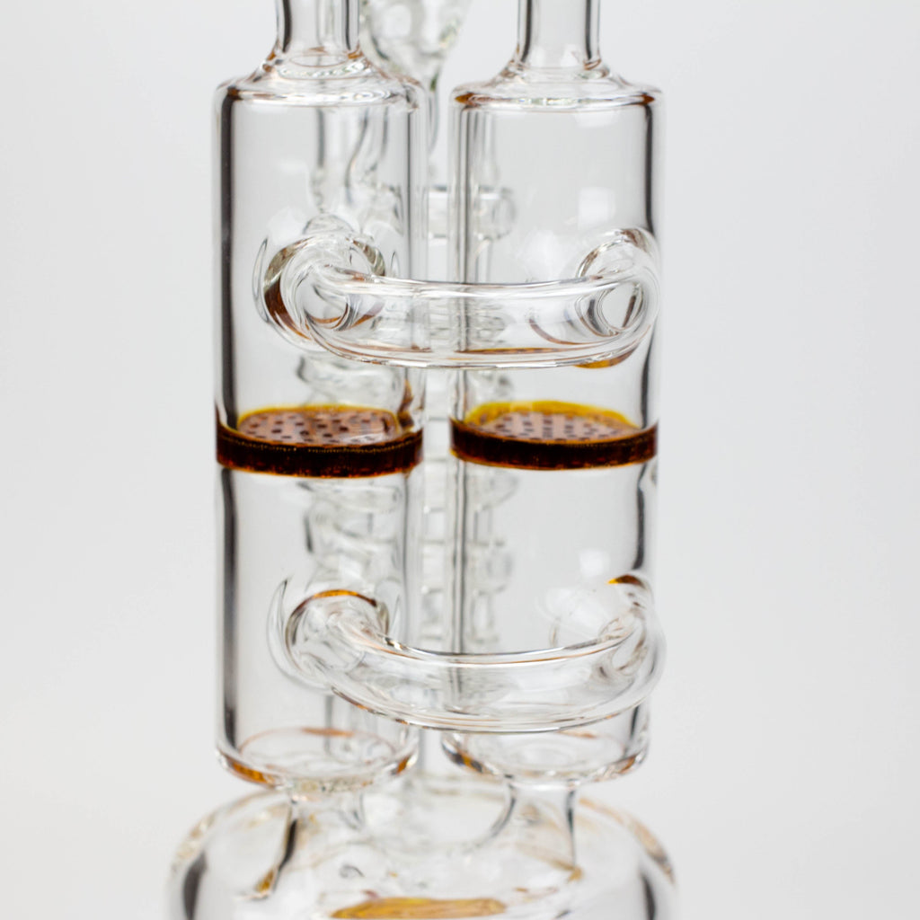 13" Infyniti Coil, dual honeycome and flower diffuser glass recycler bong