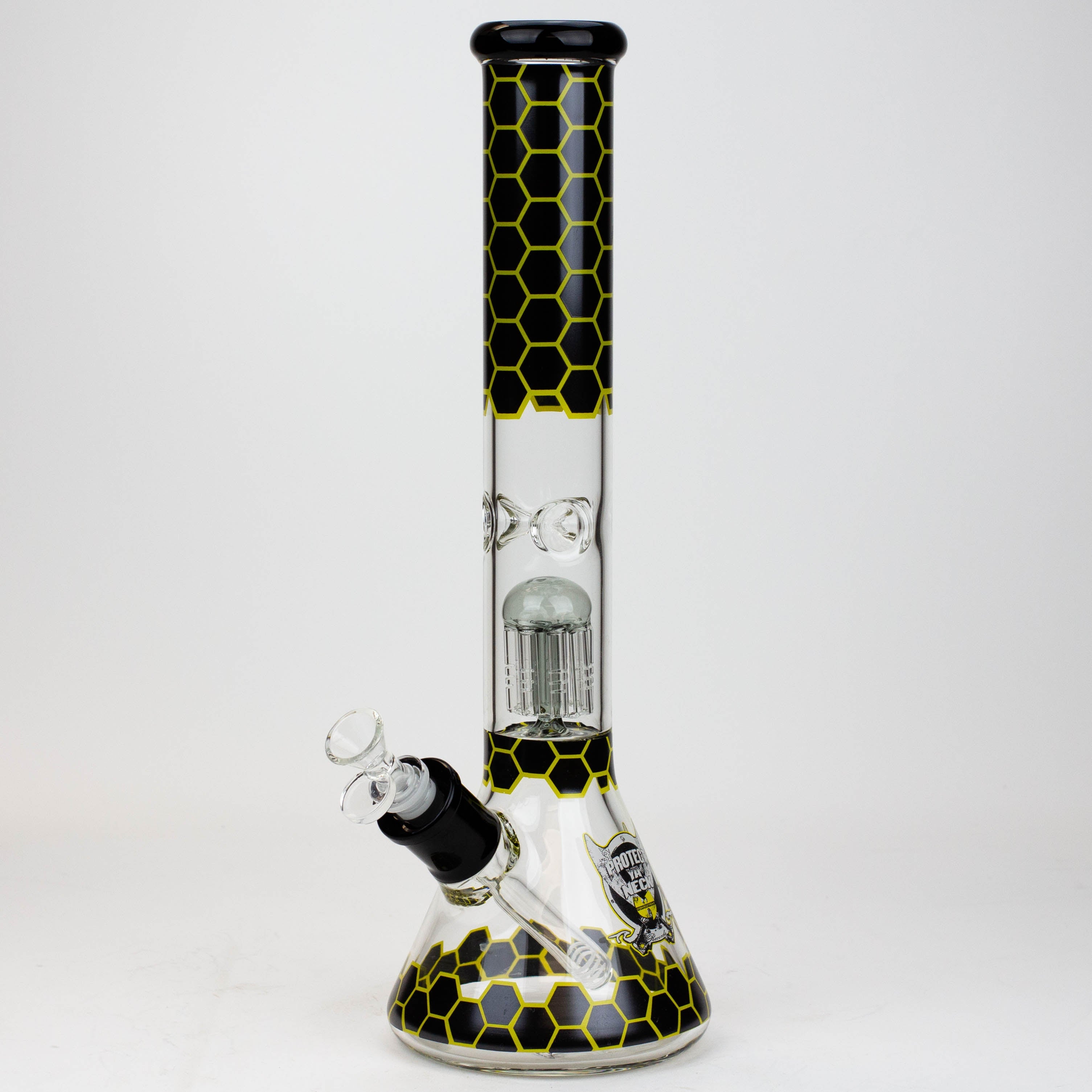 PROTECT YA NECK-15.5" 7 mm tree arm percolator glass bong [Logo]
