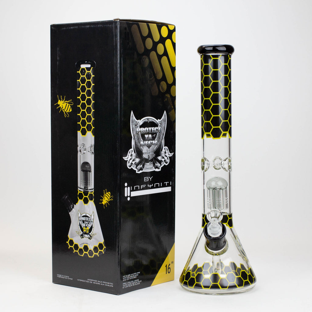 PROTECT YA NECK-15.5" 7 mm tree arm percolator glass bong [Logo]