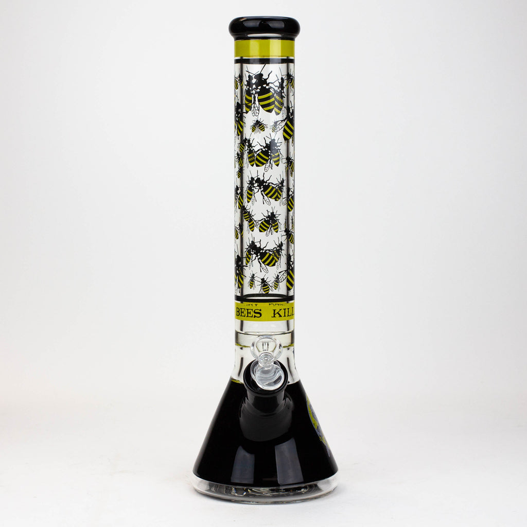 PROTECT YA NECK-15.5"  7 mm Glass water bong by Infyniti [Killa Bees]