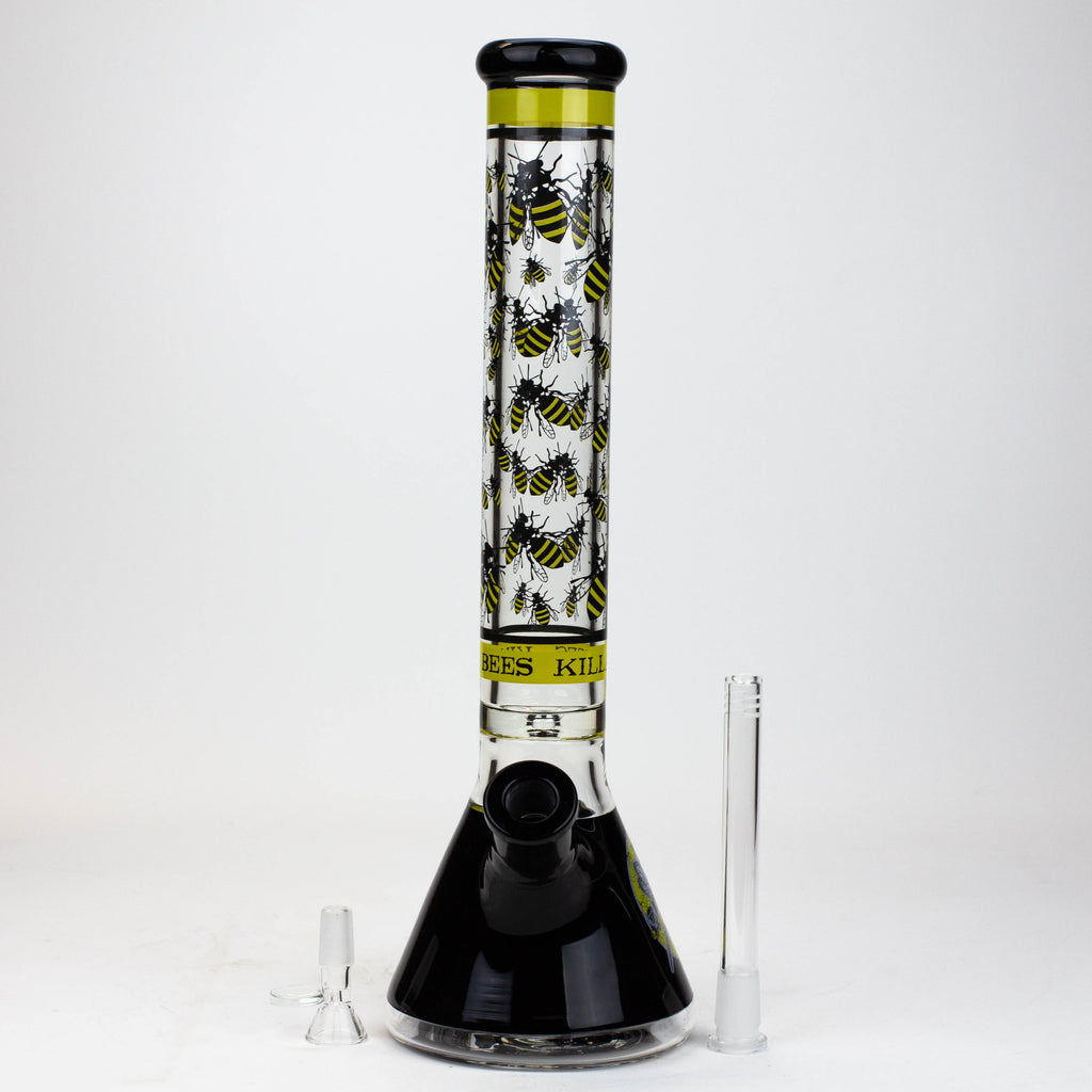 PROTECT YA NECK-15.5"  7 mm Glass water bong by Infyniti [Killa Bees]