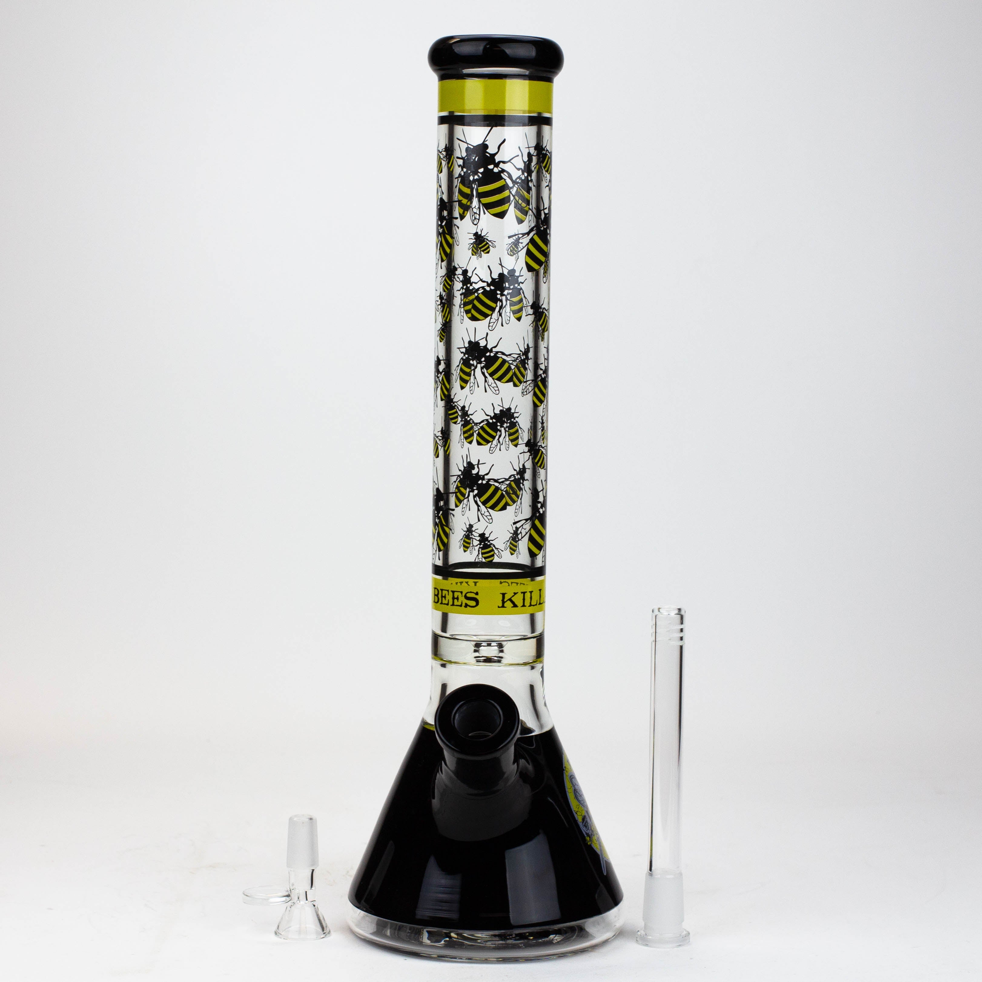 PROTECT YA NECK-15.5"  7 mm Glass water bong by Infyniti [Killa Bees]