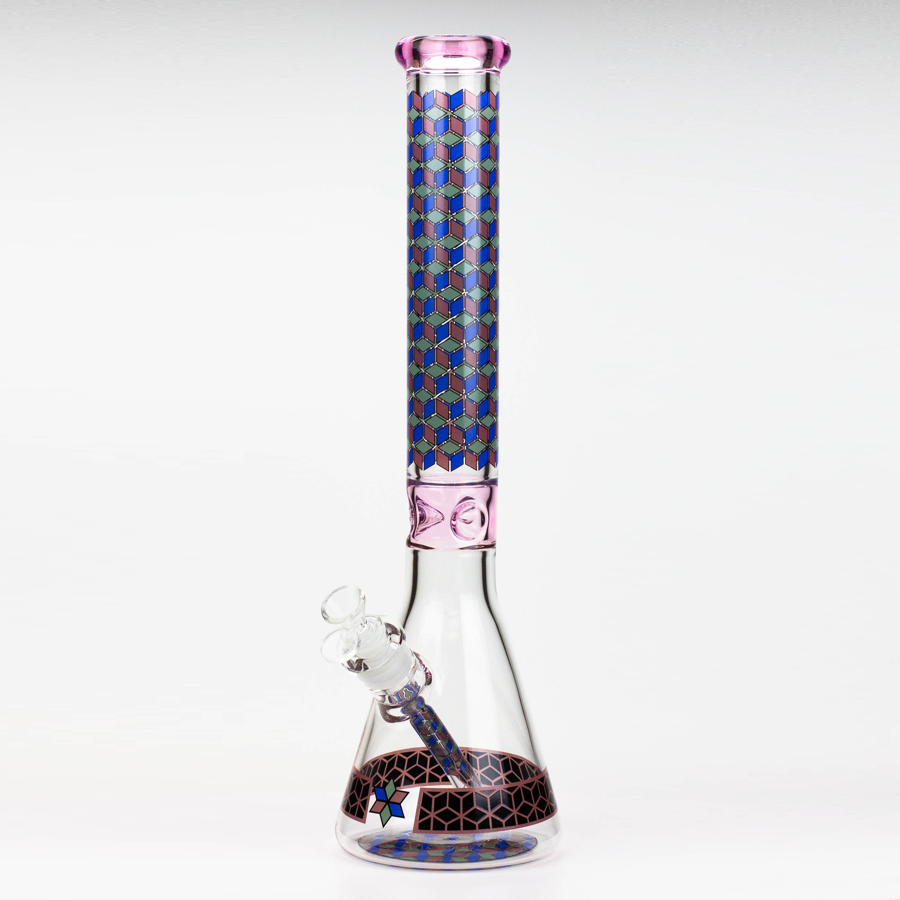 18" Cubic Pattern 7 mm glass water bong