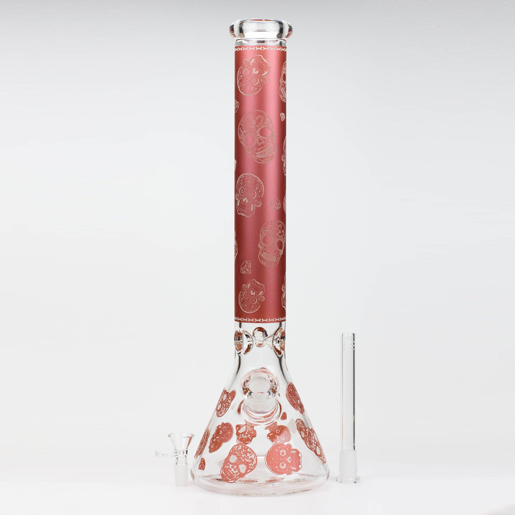 18" Skull Glow in the dark 7 mm glass water bong