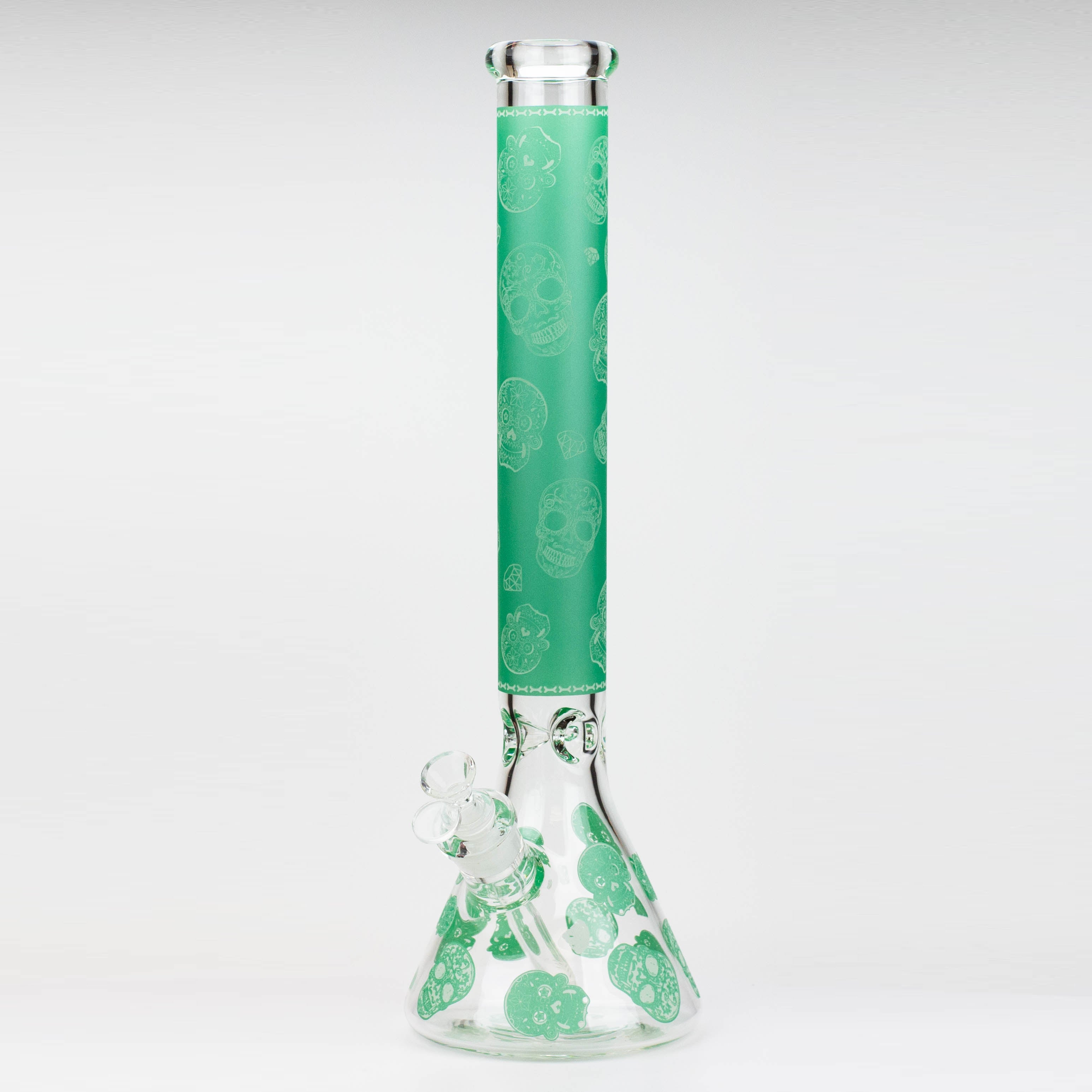18" Skull Glow in the dark 7 mm glass water bong