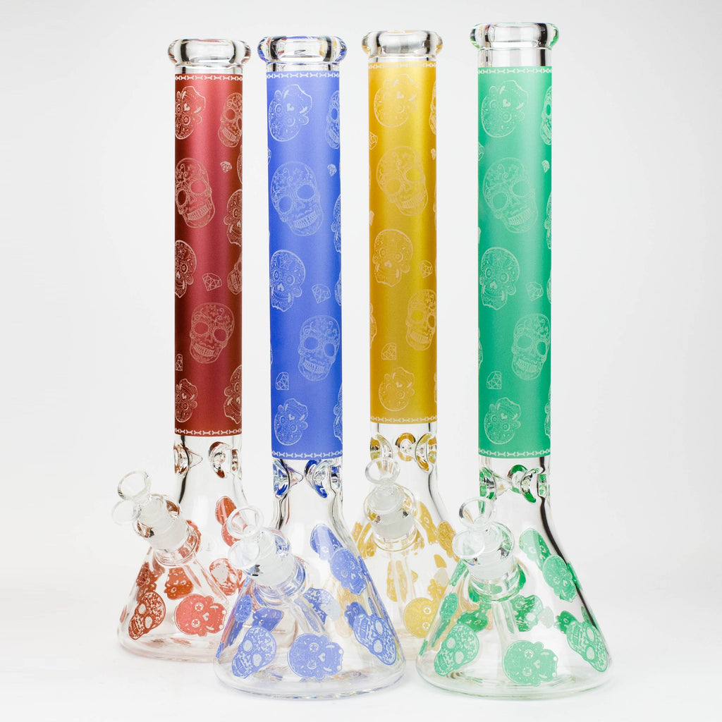 18" Skull Glow in the dark 7 mm glass water bong