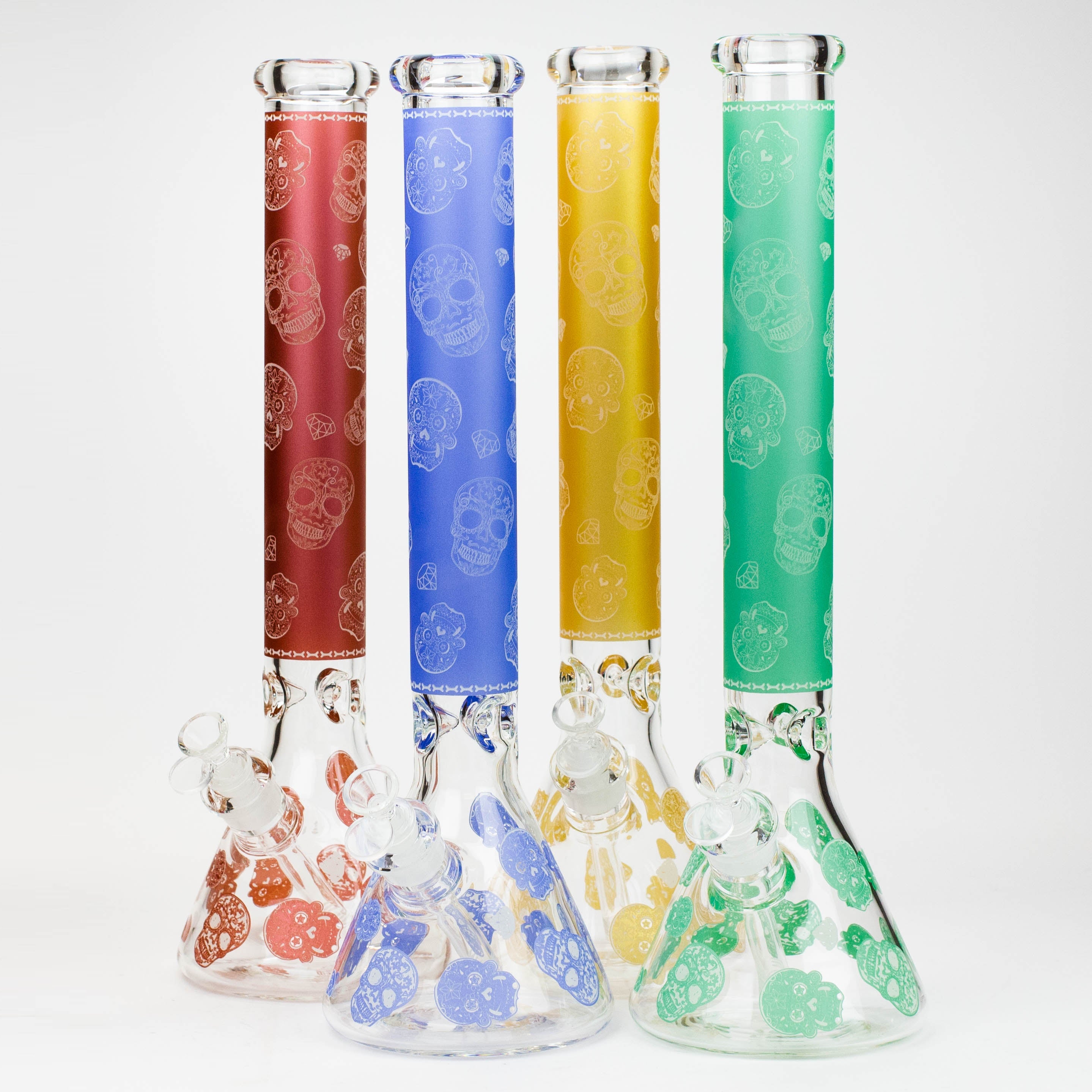 18" Skull Glow in the dark 7 mm glass water bong