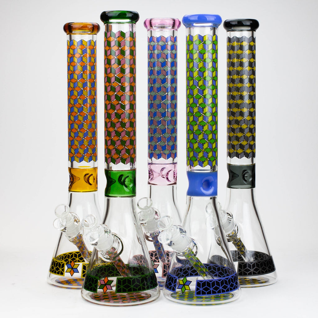 18" Cubic Pattern 7 mm glass water bong