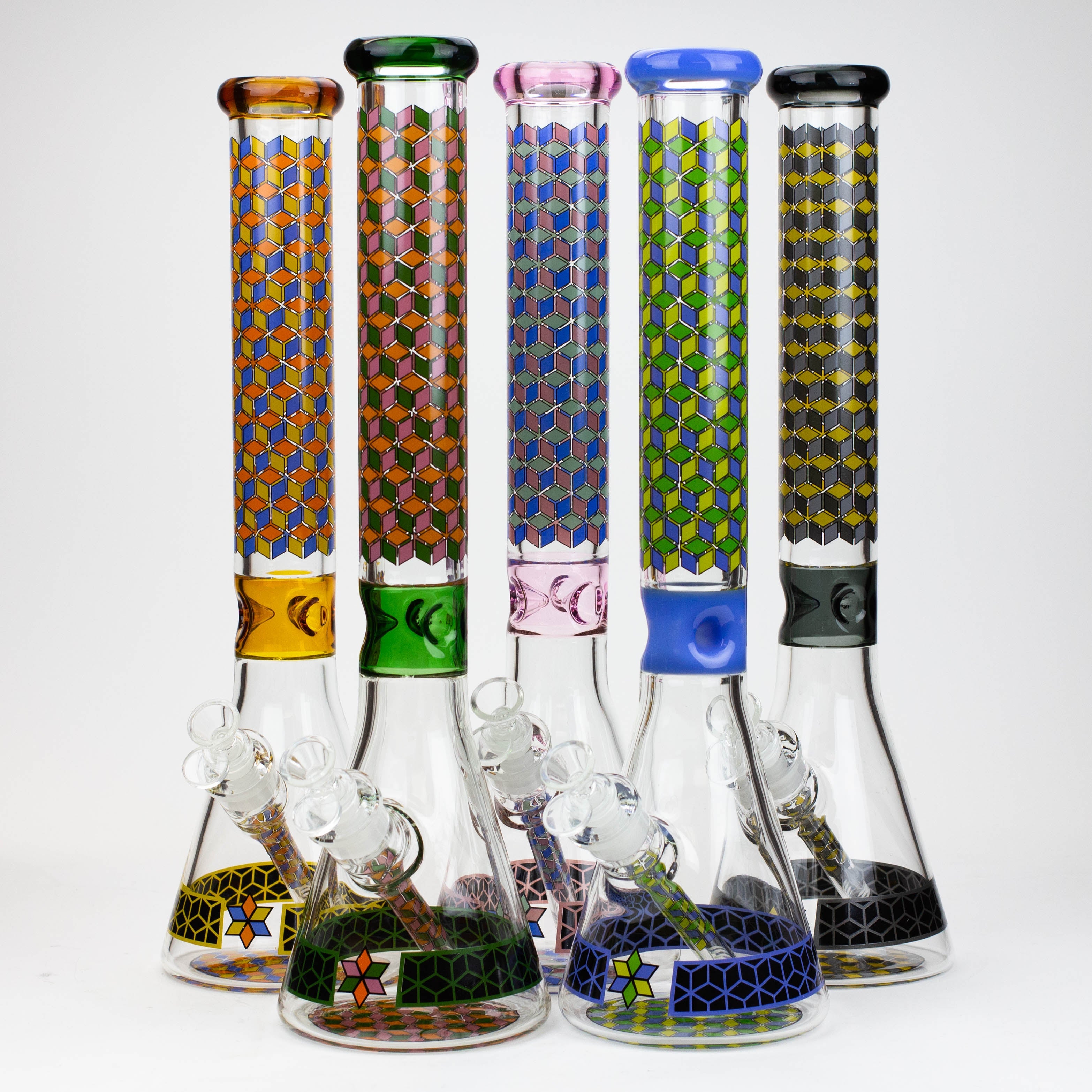 18" Cubic Pattern 7 mm glass water bong
