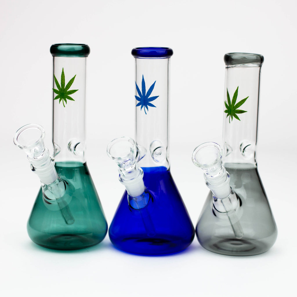 7" color glass water beaker bong