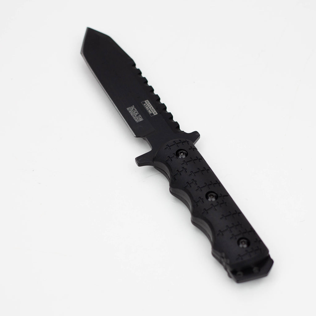 9" Defender-Xtreme Tactical  Team All Black Serrated Blade  Hunting Knife with Sheath [7688]