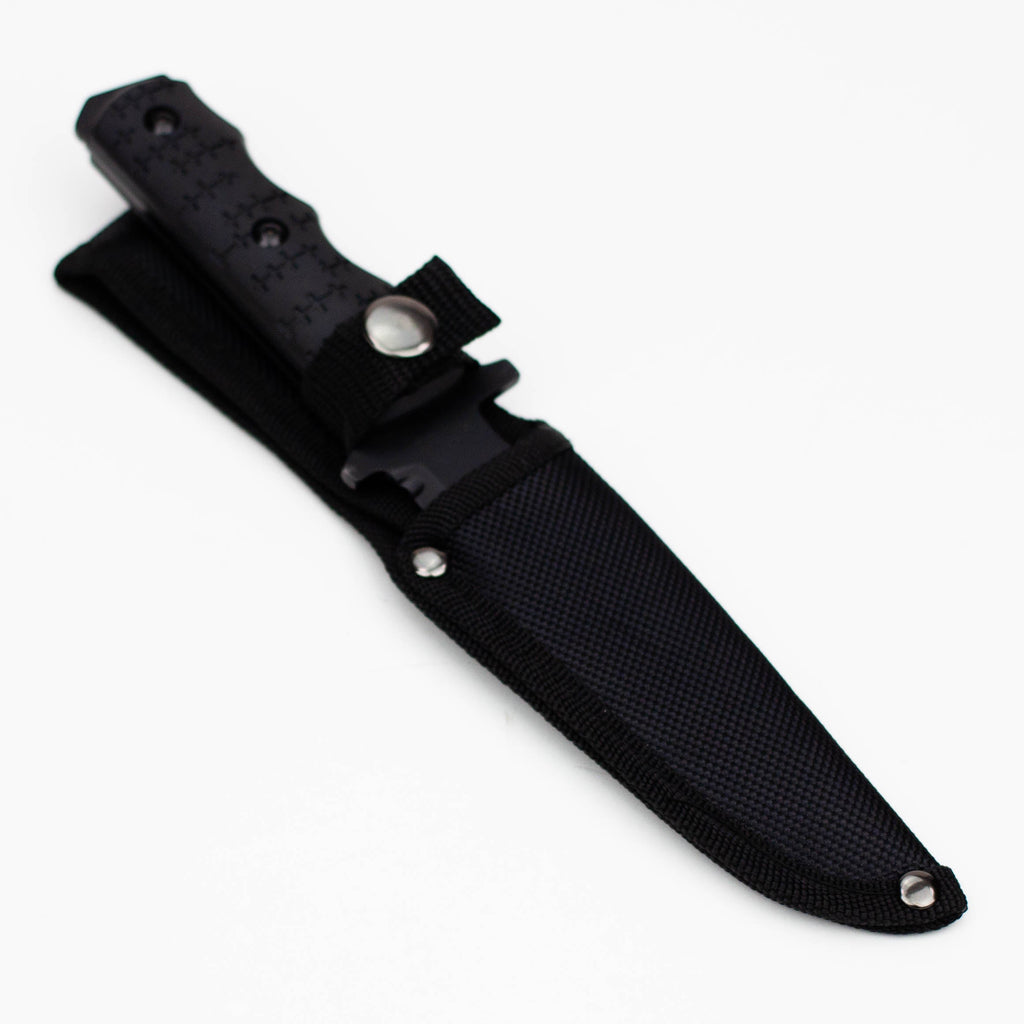 9" Defender-Xtreme Tactical  Team All Black Serrated Blade  Hunting Knife with Sheath [7688]