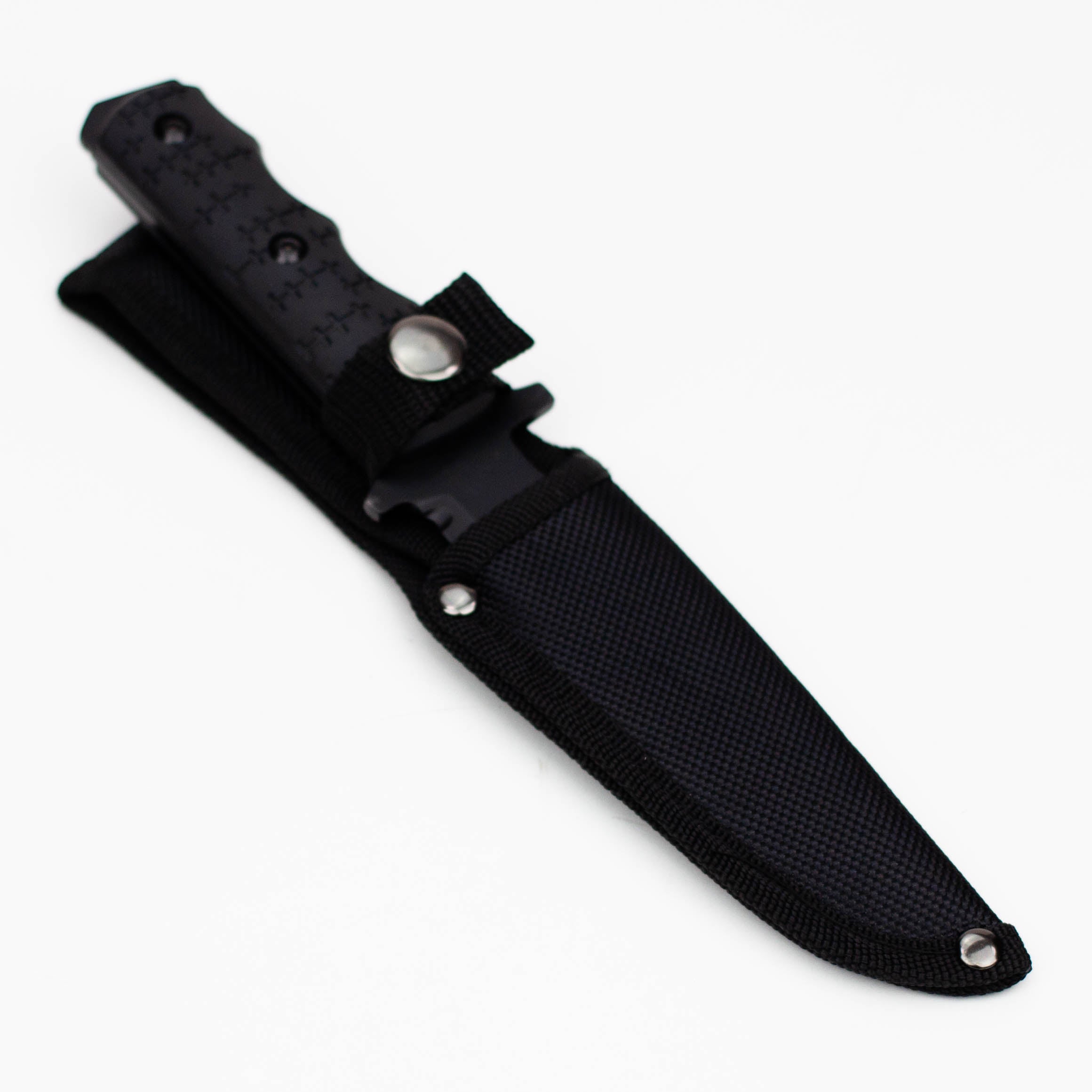 9" Defender-Xtreme Tactical  Team All Black Serrated Blade  Hunting Knife with Sheath [7688]