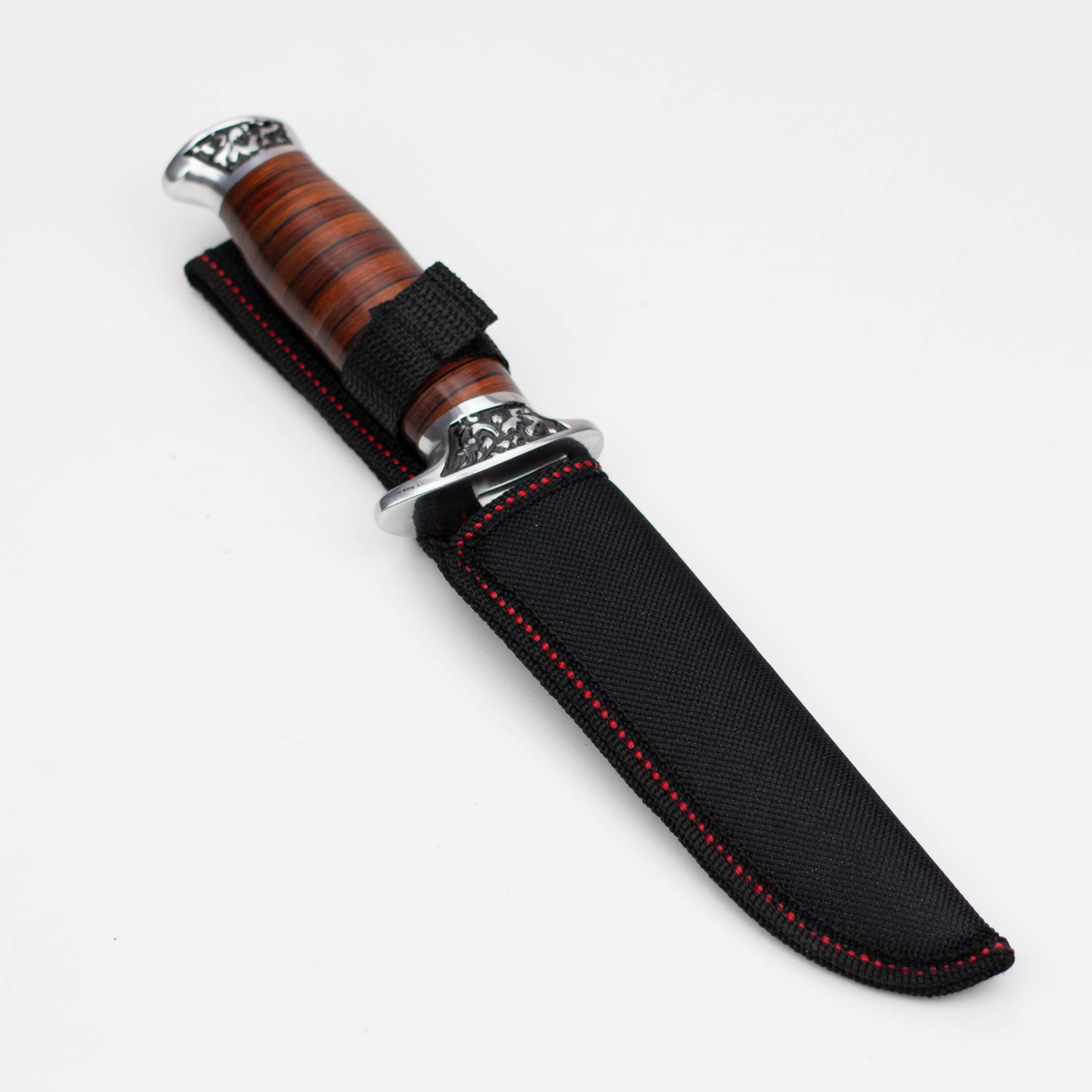 10" Hunt-Down Fixed Blade Knife  engraved Handle and Nylon  Sheath [9115]