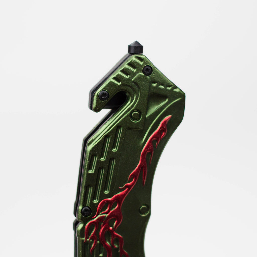 8" Hunt Down  Green Handle -Knife With Belt Clip [9533]