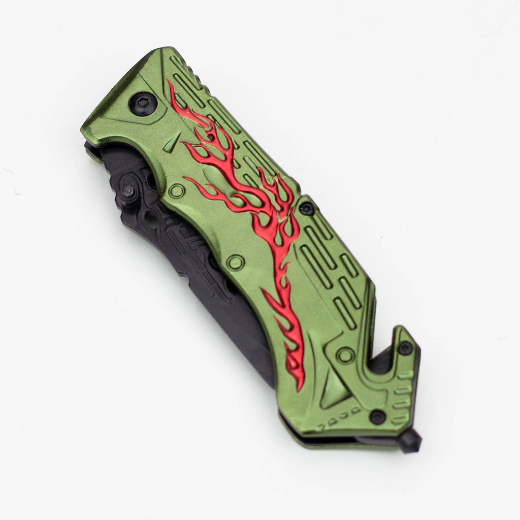 8" Hunt Down  Green Handle -Knife With Belt Clip [9533]