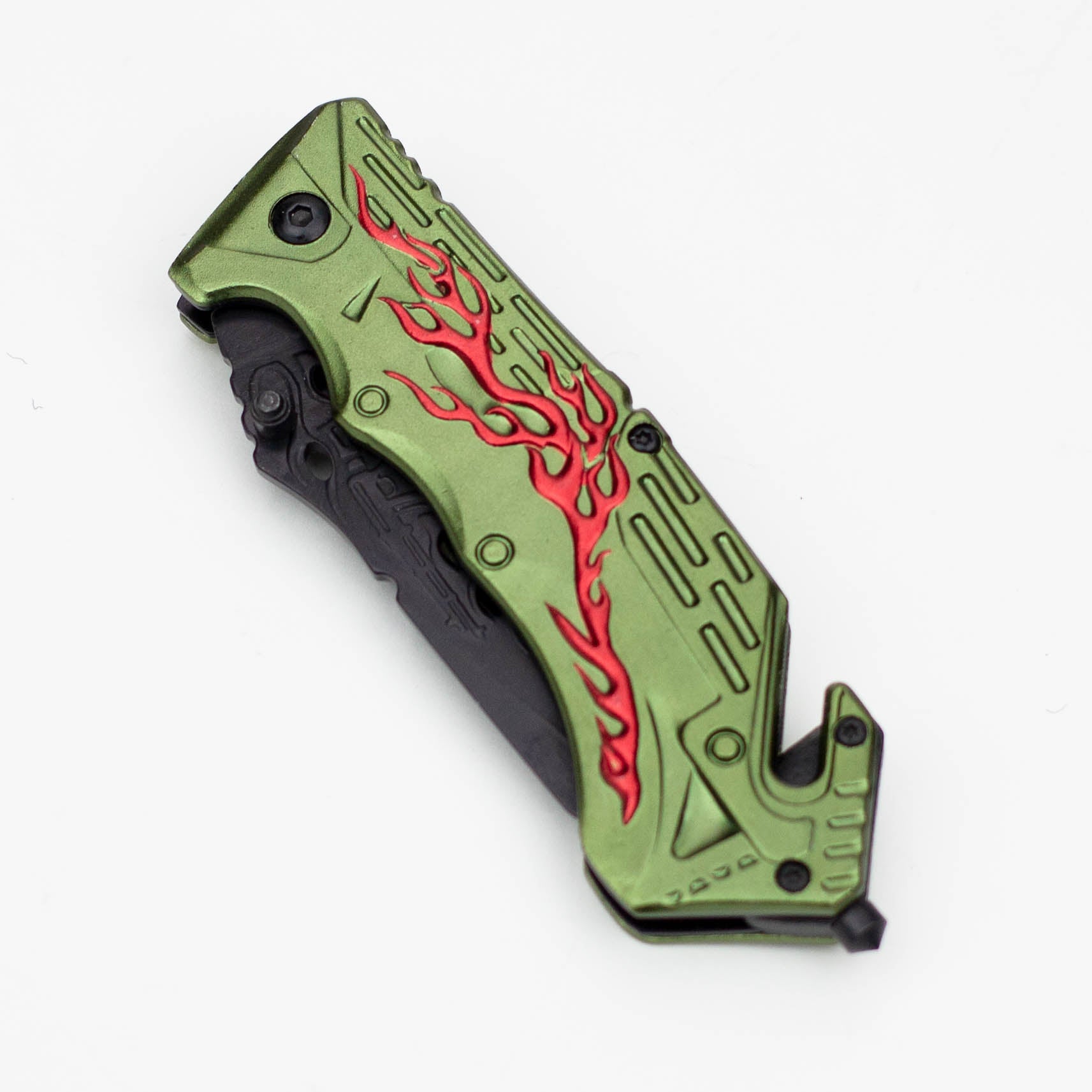 8" Hunt Down  Green Handle -Knife With Belt Clip [9533]
