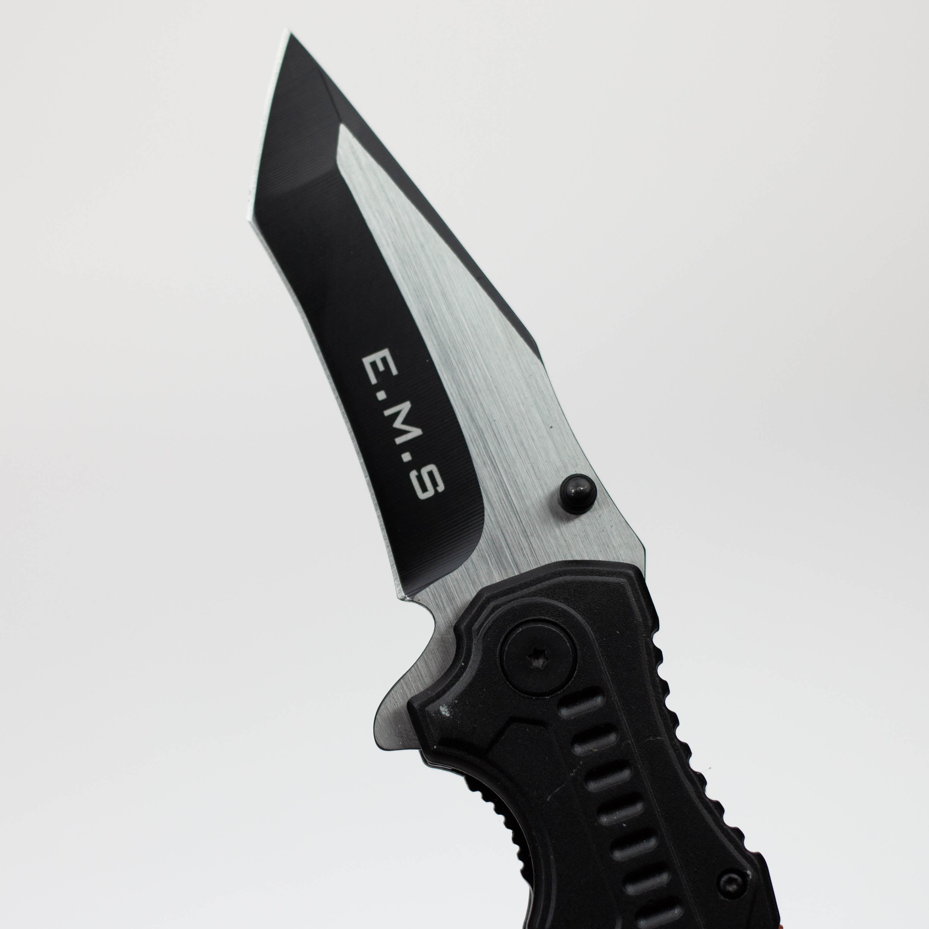 8" Two Tone  Blade Orange & Black- Folding Knife Aluminum  Handle With Belt Cutter [13943]