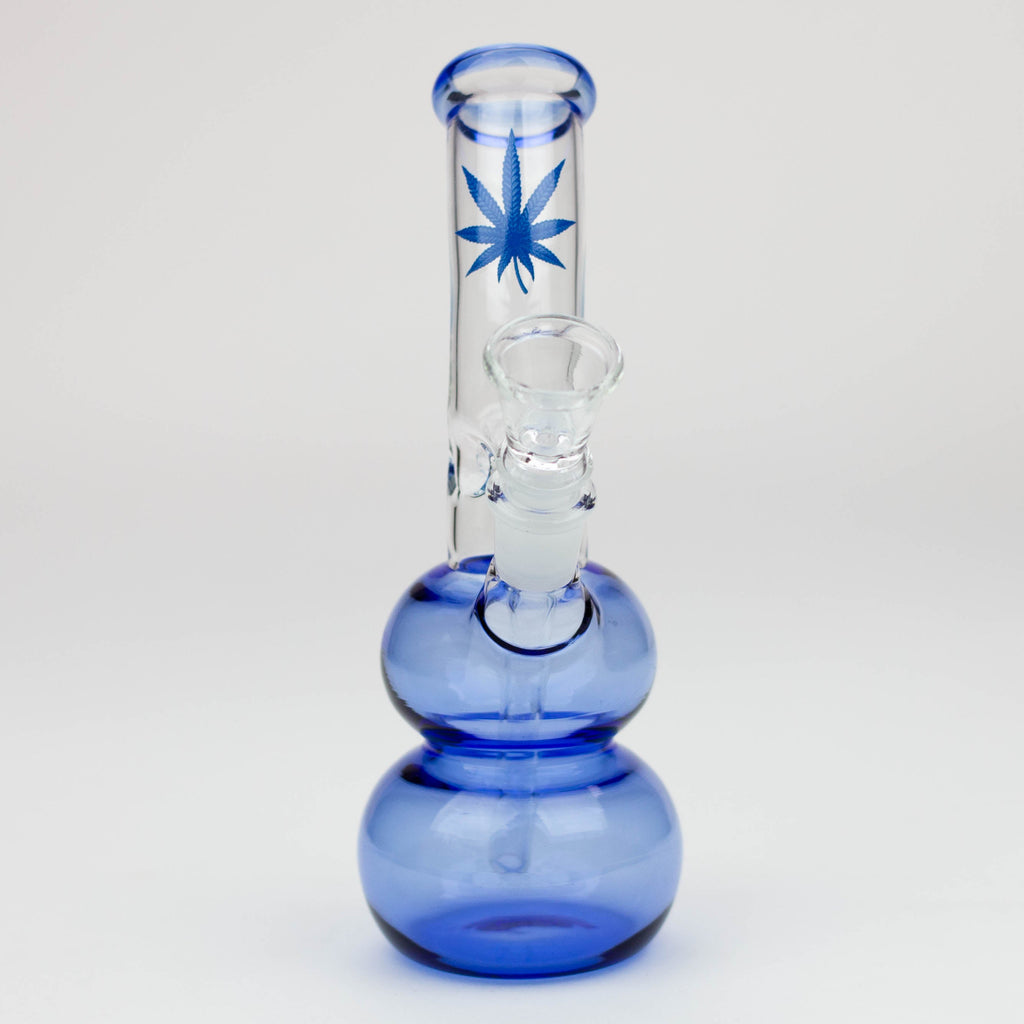 7" color  double ball glass water bong