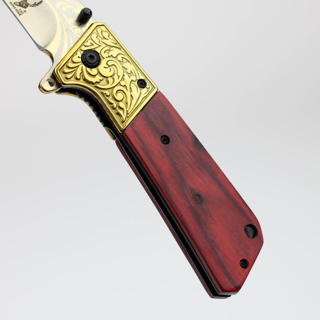 The Bone Edge  8.5" Rose wood Handle - Folding Knife [13023]