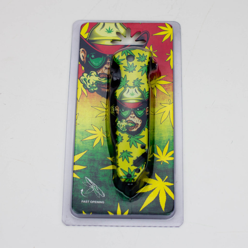 8.5" Monkey  Design - Folding Knife W/ Belt Cutte