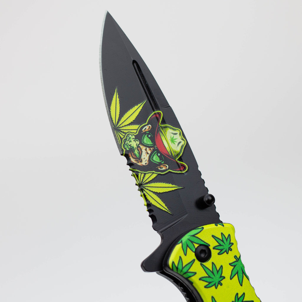 8.5" Monkey  Design - Folding Knife W/ Belt Cutte