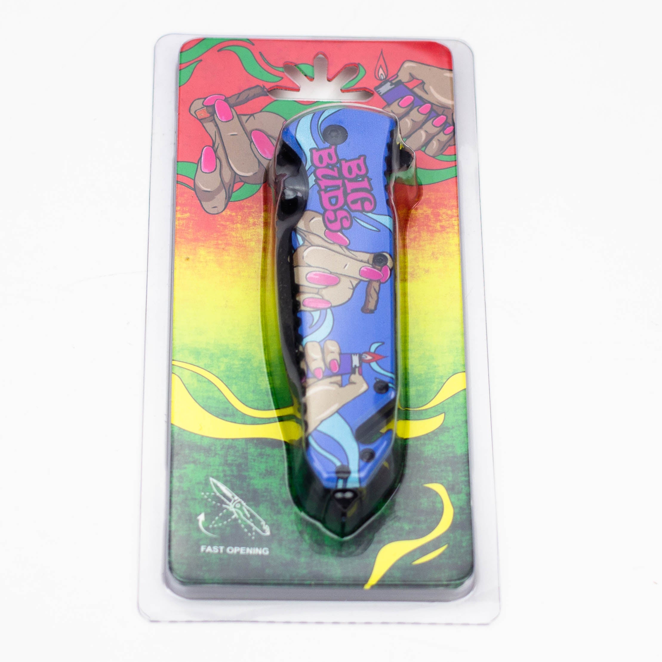 8.5" Fingers Design - Folding Knife W/ Belt Cutte