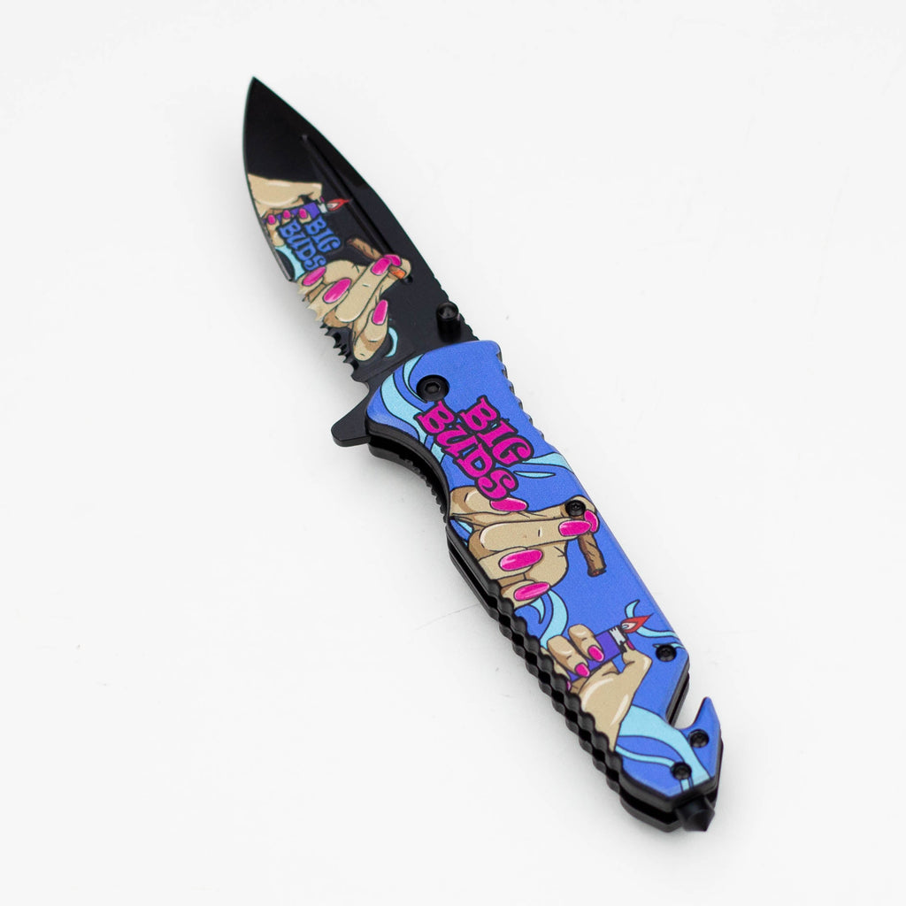 8.5" Fingers Design - Folding Knife W/ Belt Cutte