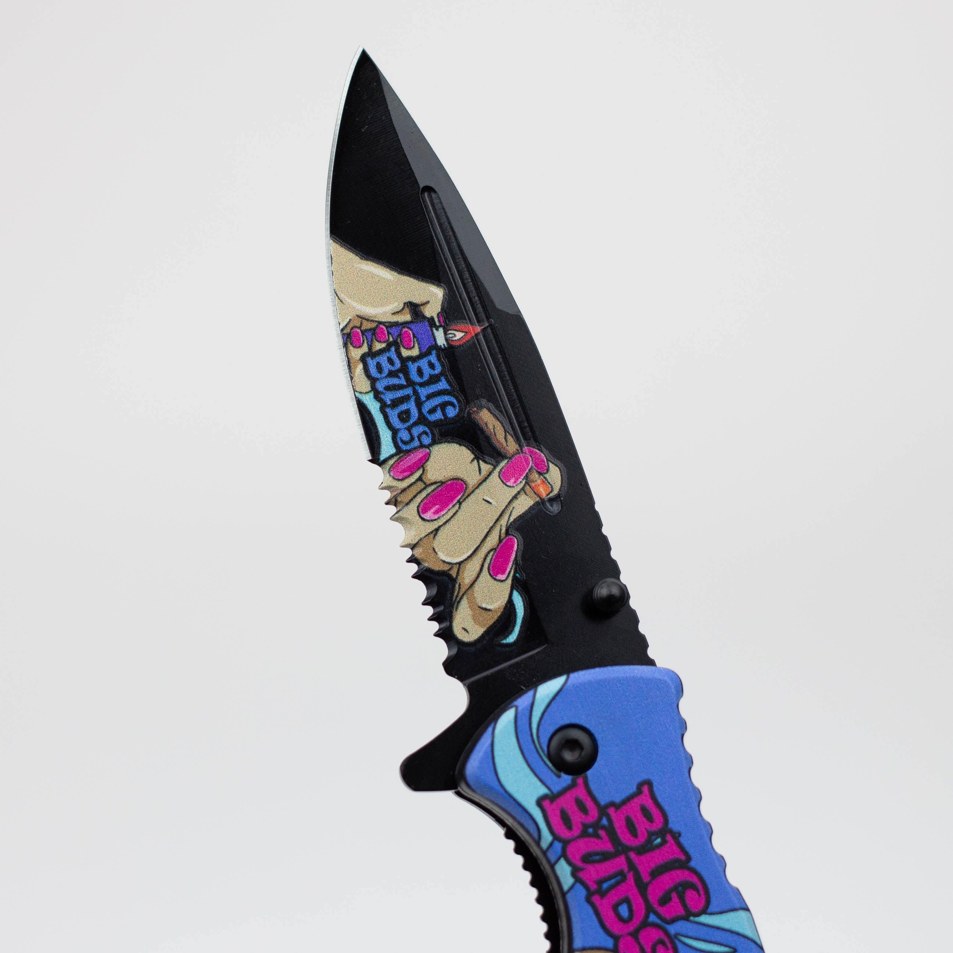 8.5" Fingers Design - Folding Knife W/ Belt Cutte