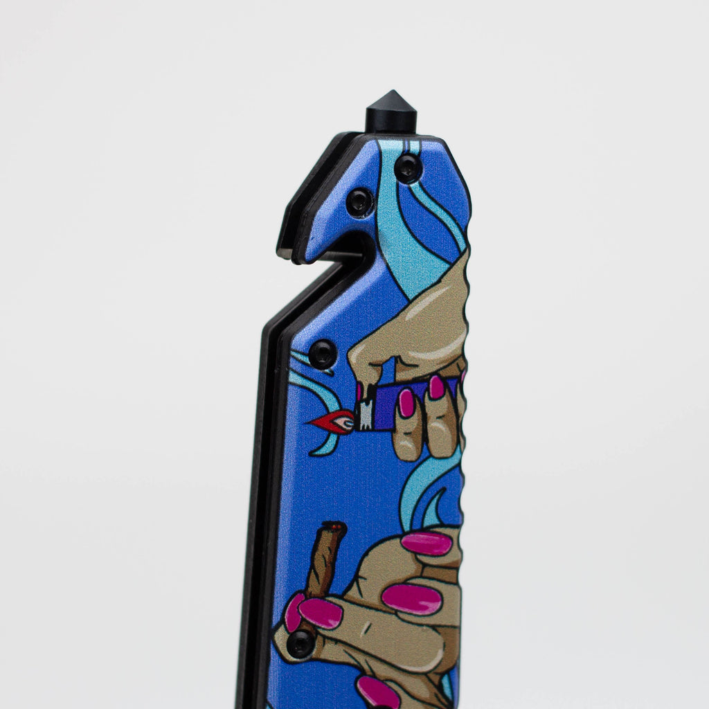 8.5" Fingers Design - Folding Knife W/ Belt Cutte