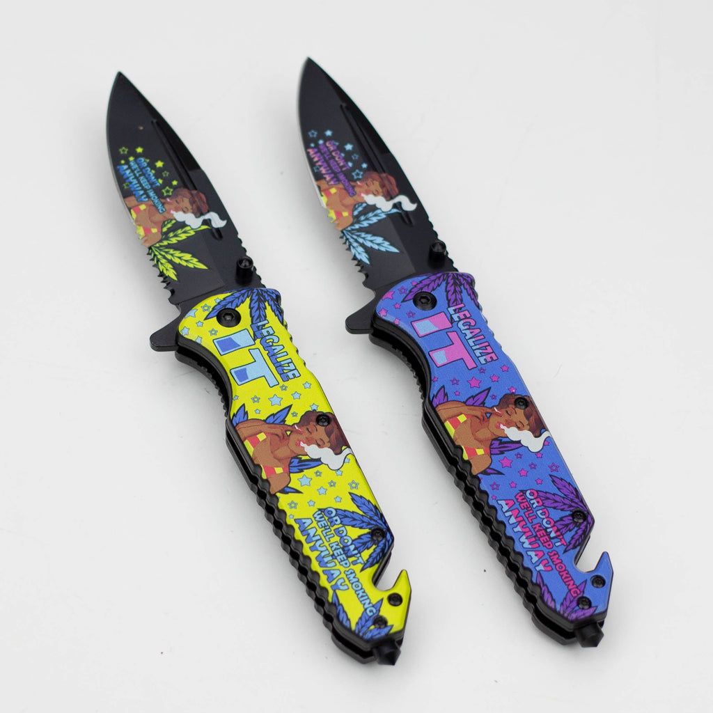 8.5" Lady Design - Folding Knife W/ Belt Cutte