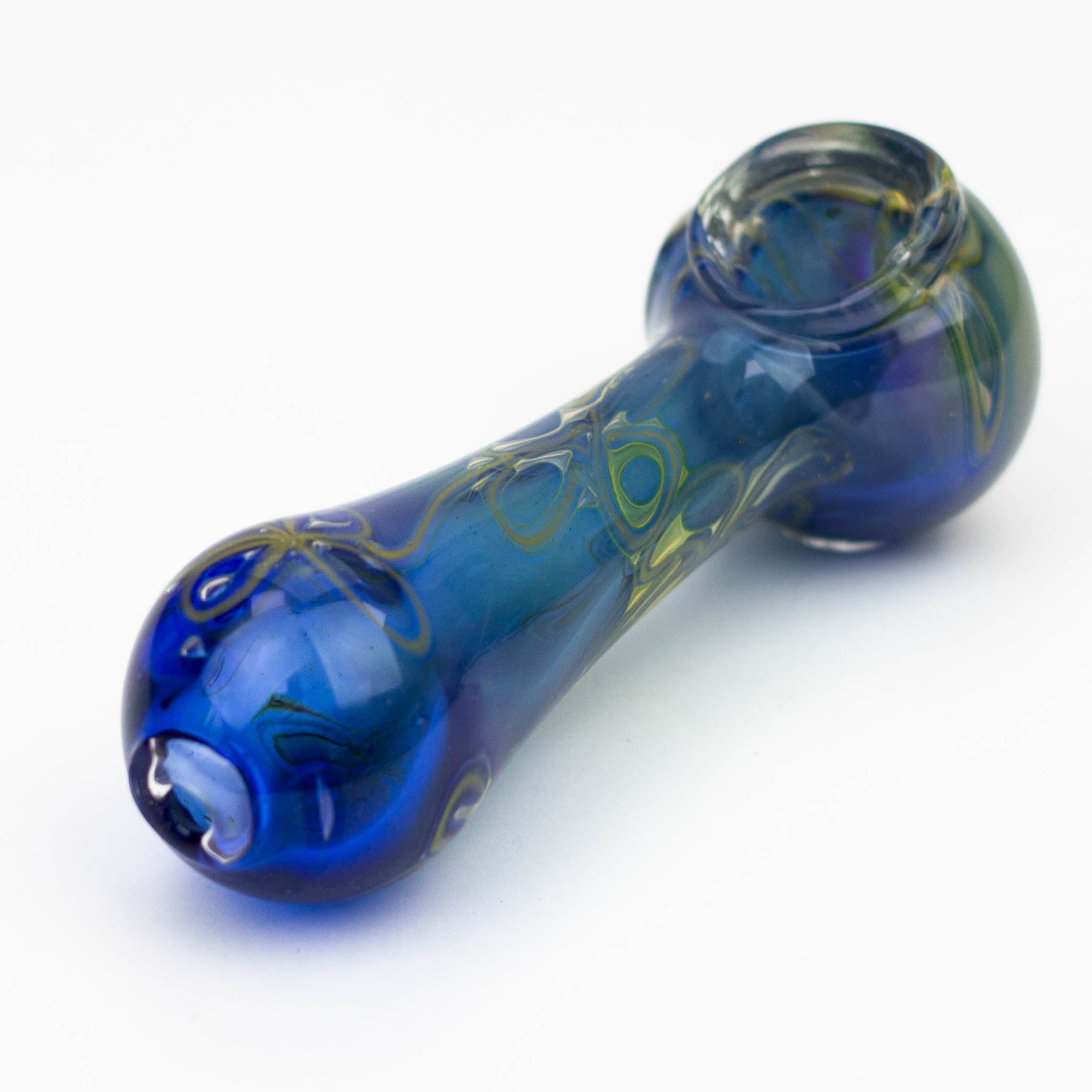 5" Gold fumed blue glass hand pipe